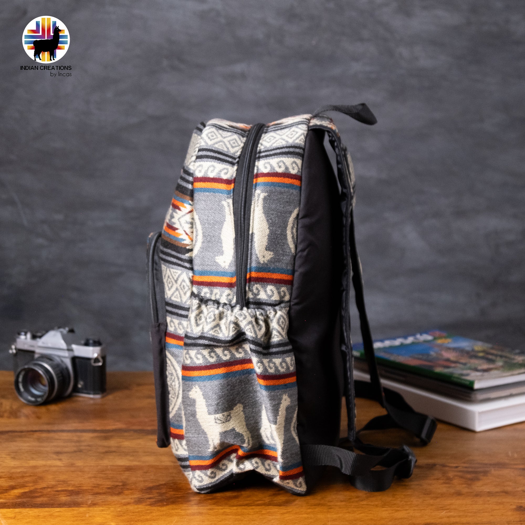 Handmade Backpack (Gray Alpacas) Exclusive Design. Lightweight. Unique, accessible.