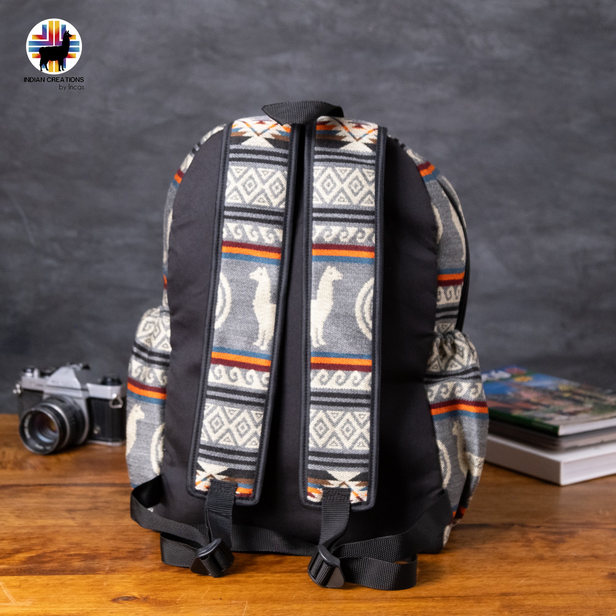 Handmade Backpack (Gray Alpacas) Exclusive Design. Lightweight. Unique, accessible.