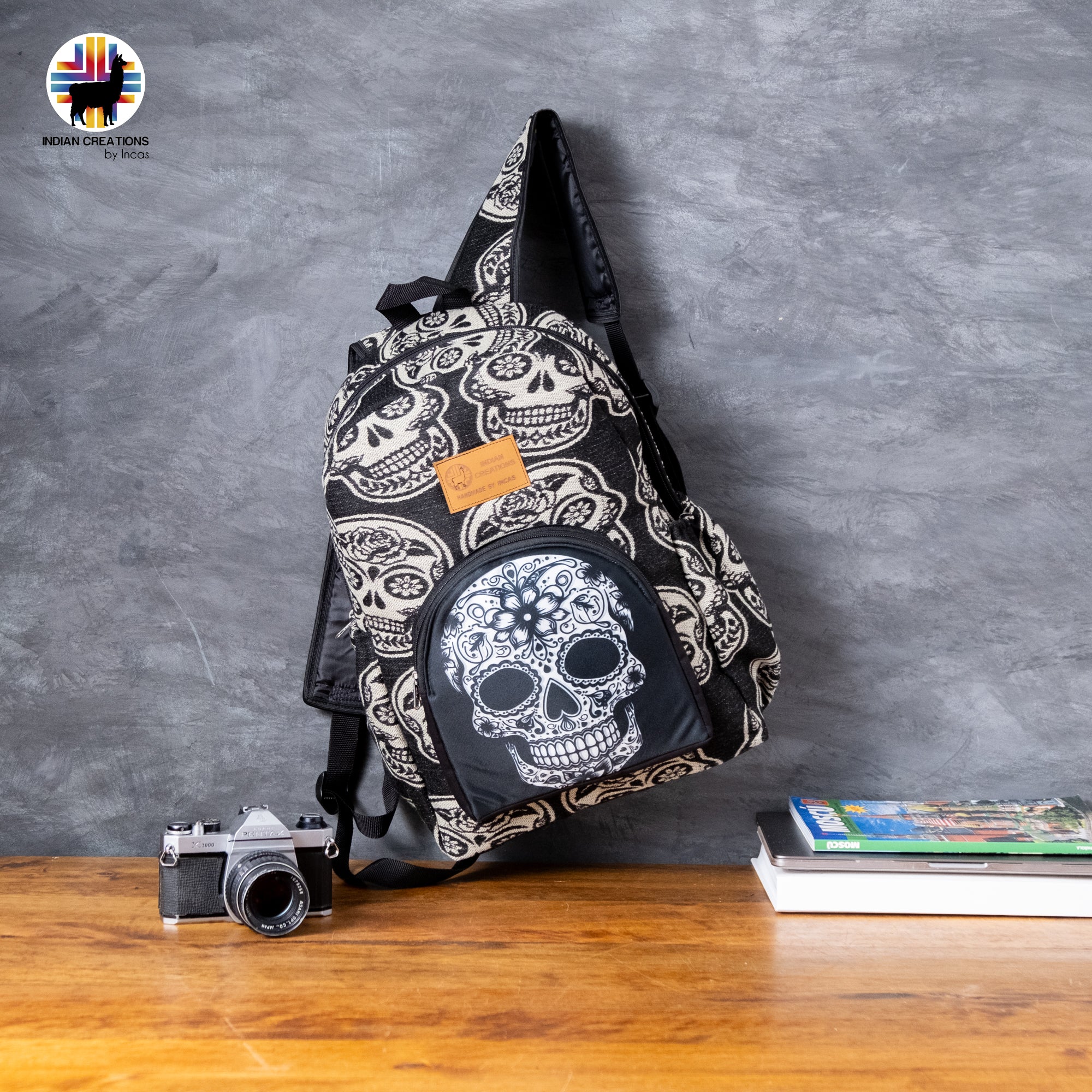 Handmade Backpack (Sugar Skull) Exclusive Design. Lightweight. Unique, accessible.