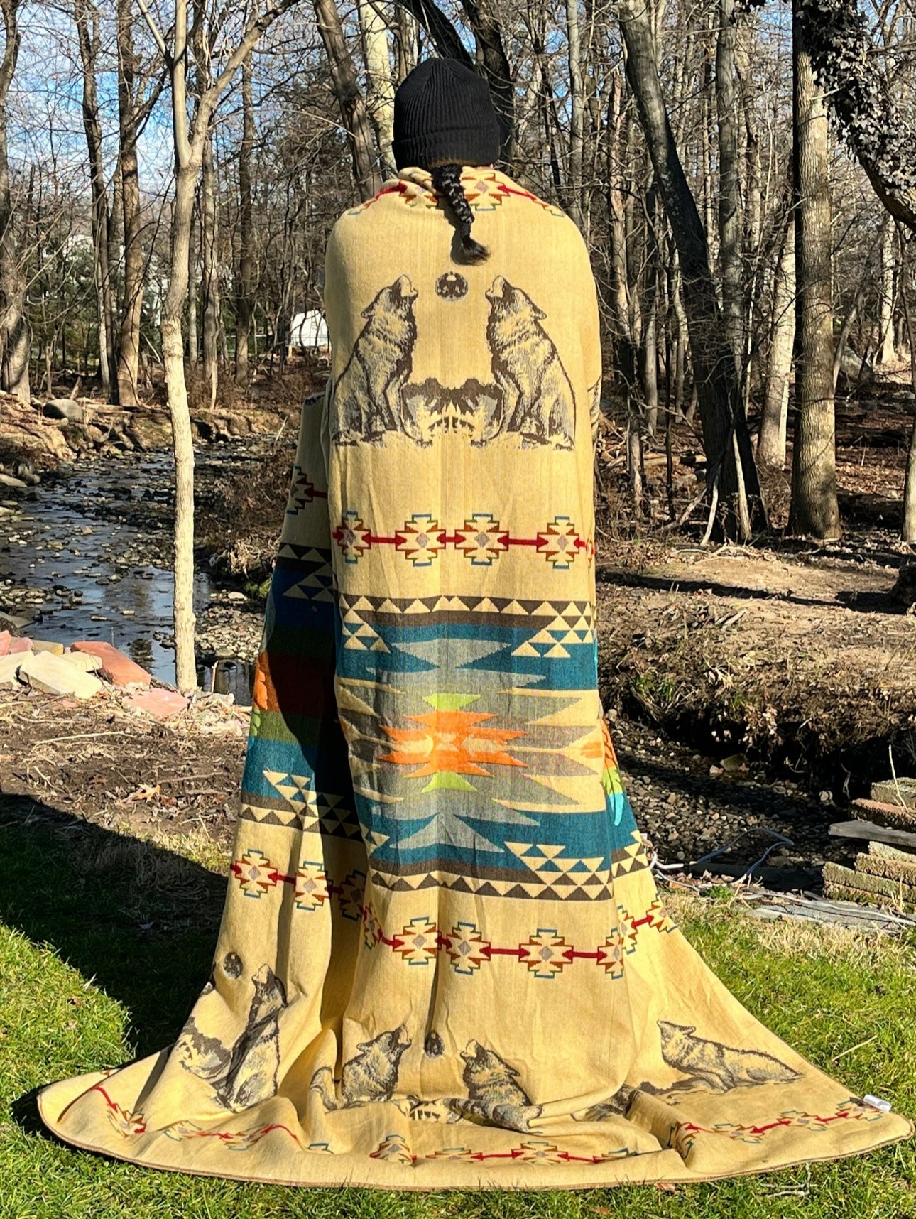 Wolf Spirit Animal Alpaca Blanket