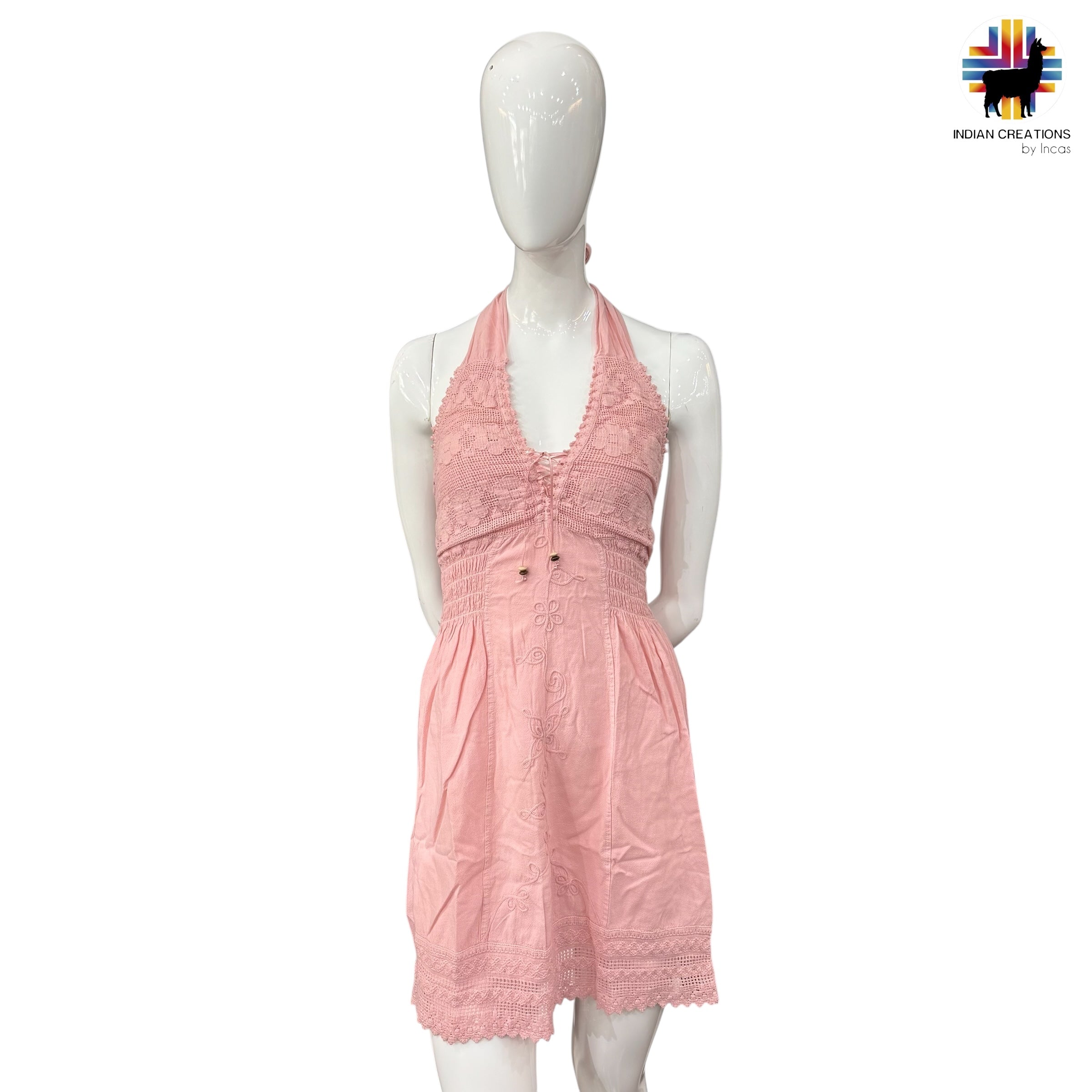 Hand-stitched Cotton Dress (Lily of the Valley). Bohemian Style. Super Comfortable and Machine Washable. One Size. FREE SHIPPING!