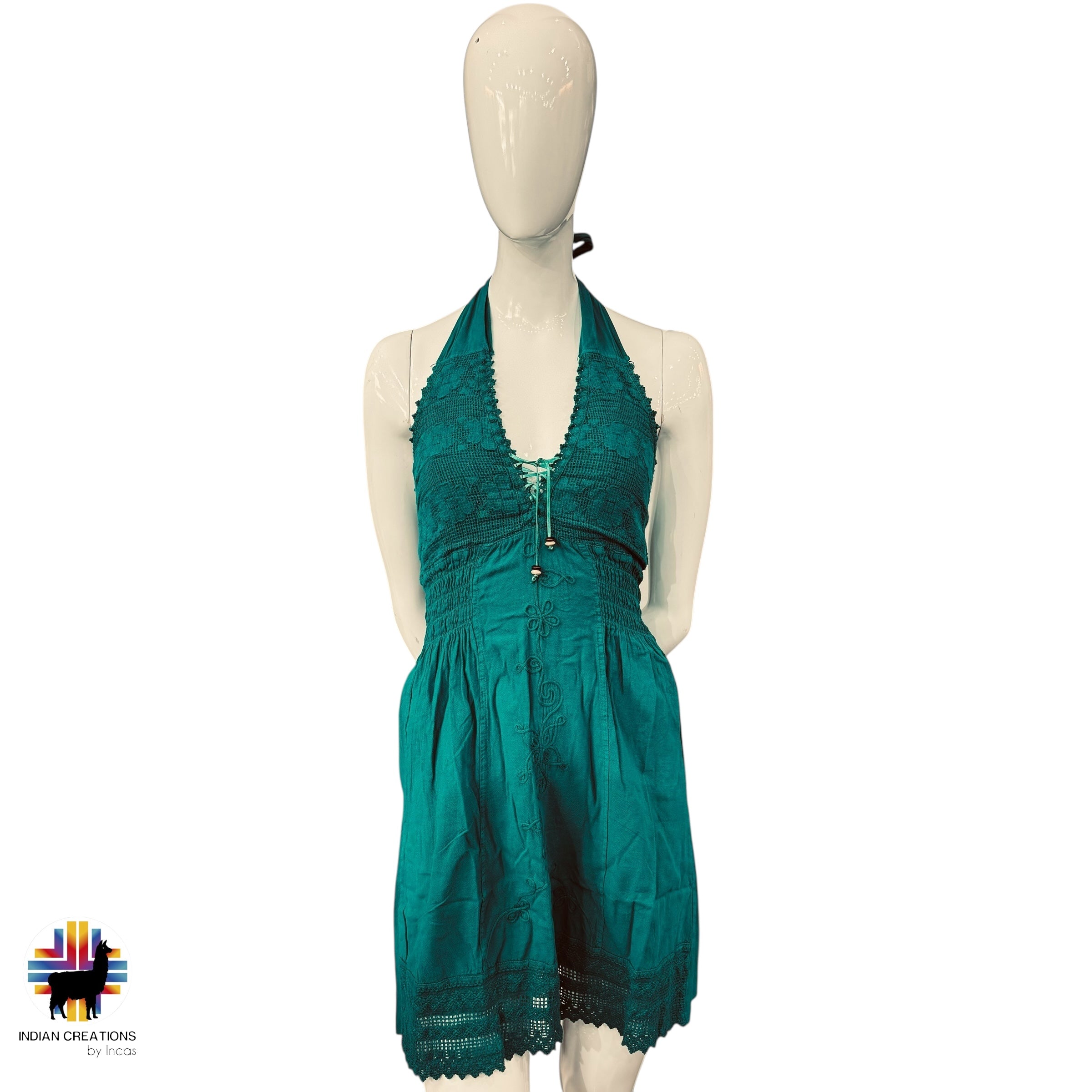 Hand-stitched Cotton Dress (Lily of the Valley). Bohemian Style. Super Comfortable and Machine Washable. One Size. FREE SHIPPING!