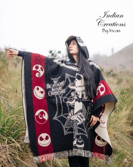 Handmade Alpaca Wool Poncho(Jack & Zero).Crafted By Indigenous Hands. Unisex. One Size. Super Soft, warm. Unique.