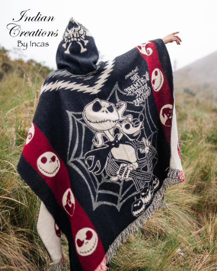 Handmade Alpaca Wool Poncho(Jack & Zero).Crafted By Indigenous Hands. Unisex. One Size. Super Soft, warm. Unique.