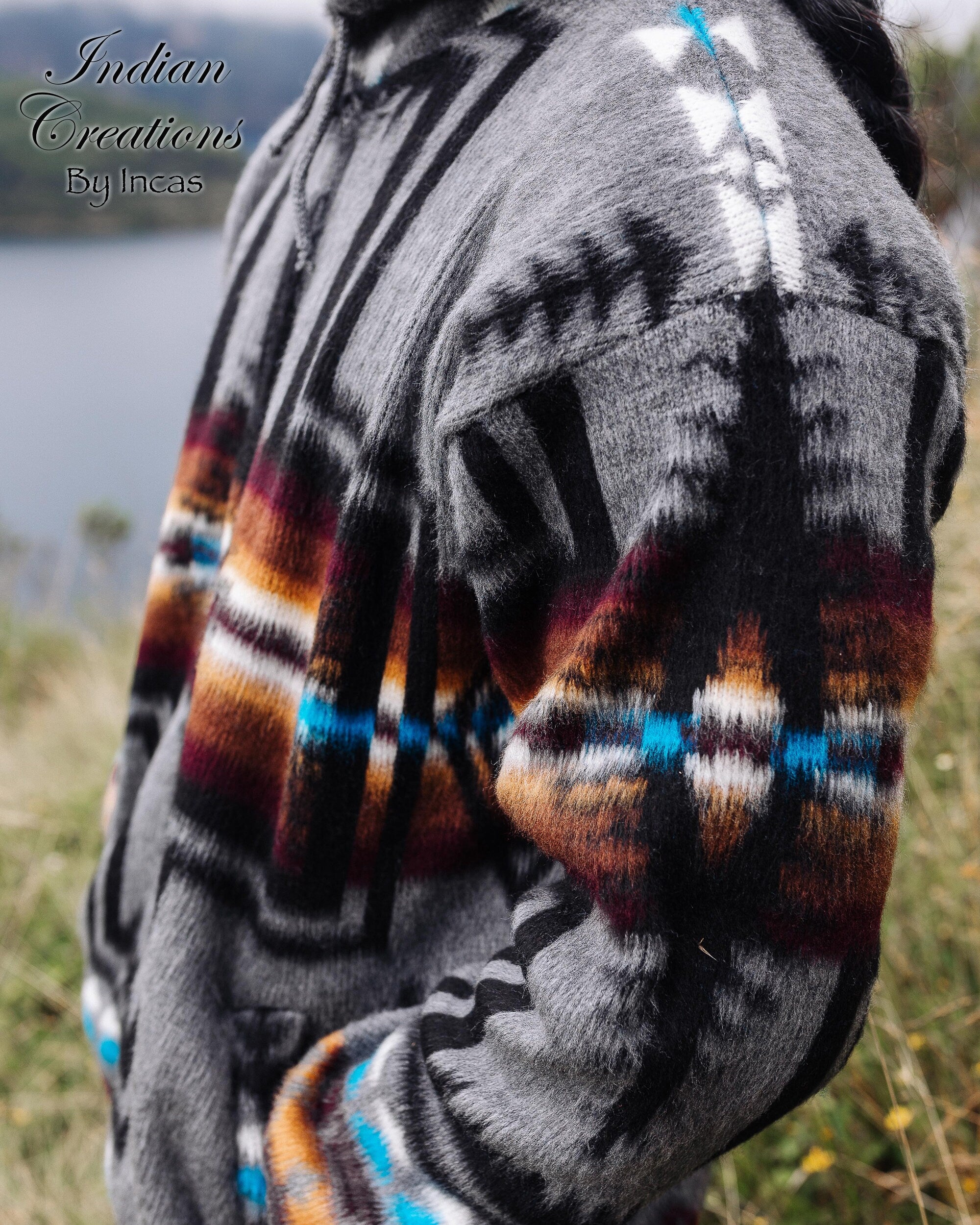 Native American Southwestern Gray Alpaca Jacket. Super warm and soft.