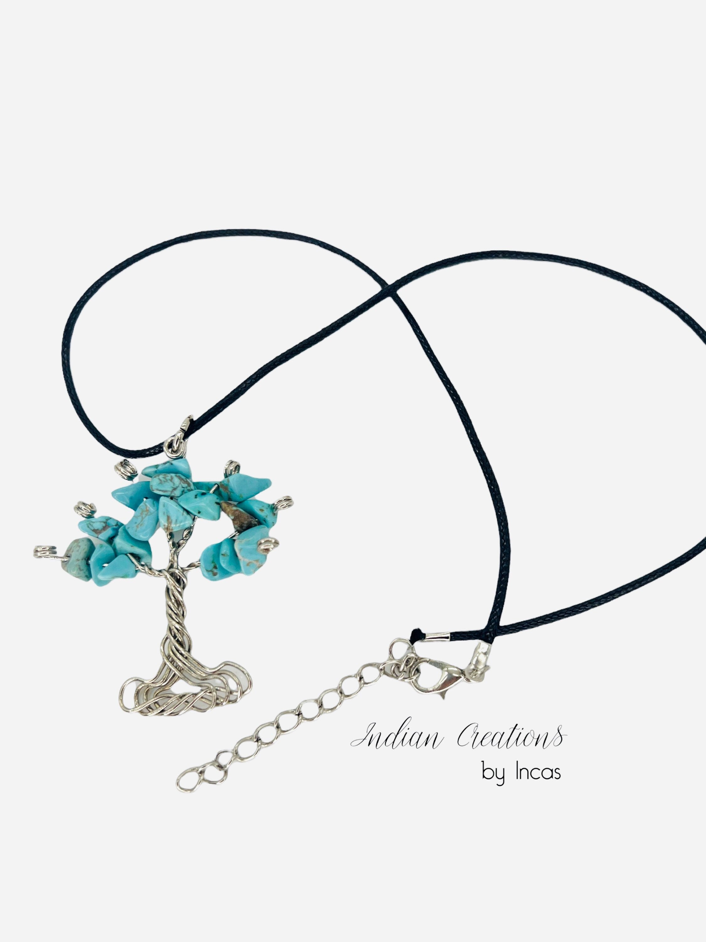 Handmade Tree of Life Necklace. Turquoise Stainless Steel Wire Wrapped Necklace. Boho spiritual. Gifts Ideas