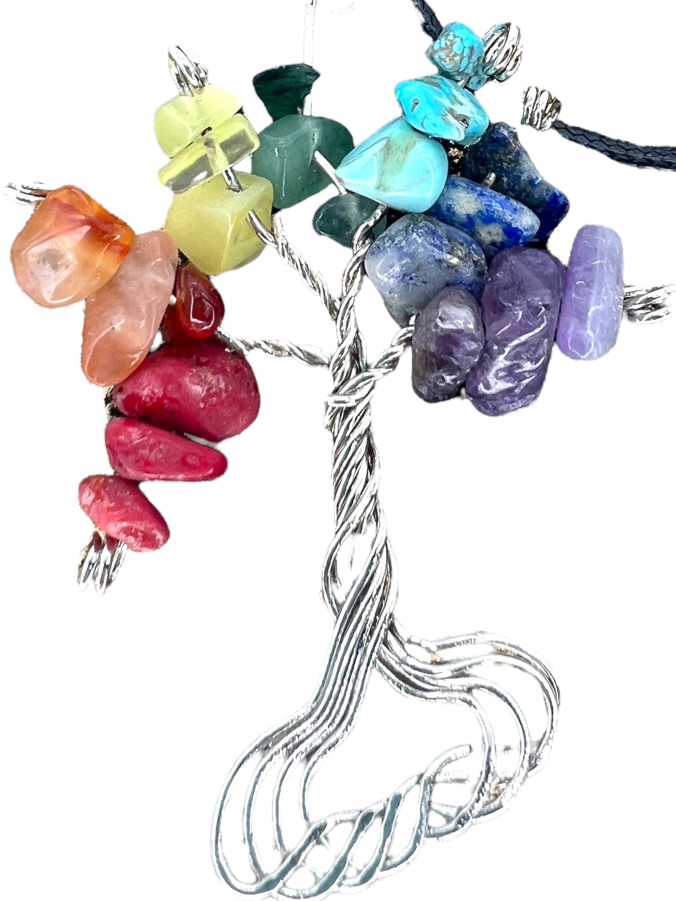 Handmade Tree of Life Necklace. Chakra Pendant. Wire Wrapped Gemstone Pendant Necklace. Boho spiritual. FREE SHIPPING!