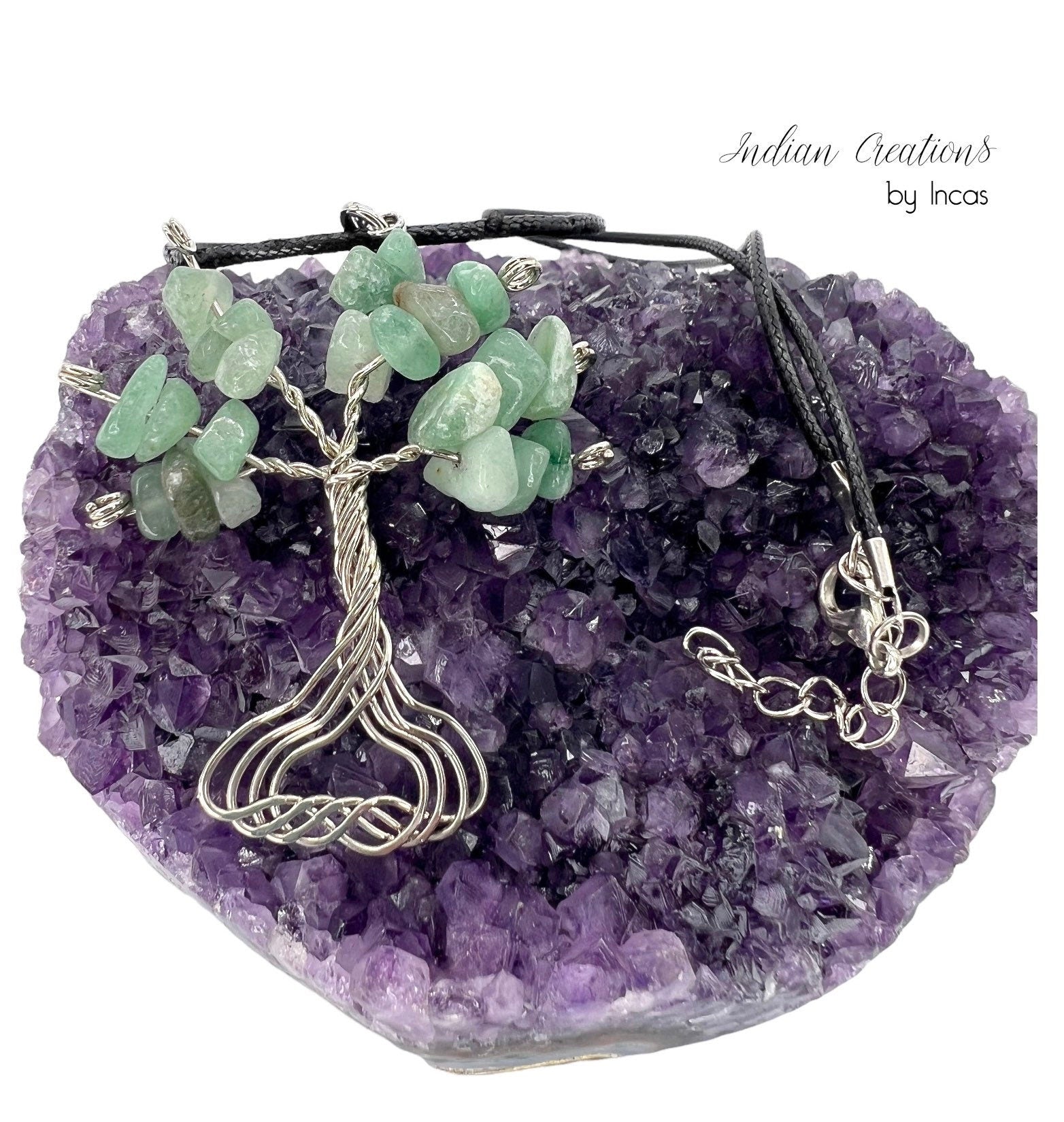 Handmade Tree of Life Necklace. Green Aventurine Stainless Steel Wire Wrapped Necklace. Boho spiritual. FREE SHIPPING!
