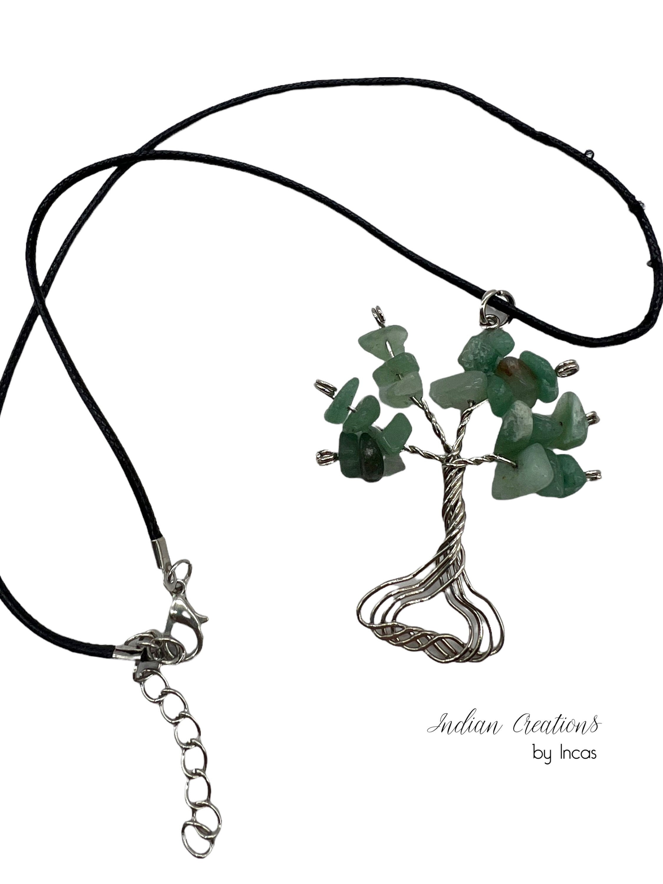 Handmade Tree of Life Necklace. Green Aventurine Stainless Steel Wire Wrapped Necklace. Boho spiritual. FREE SHIPPING!