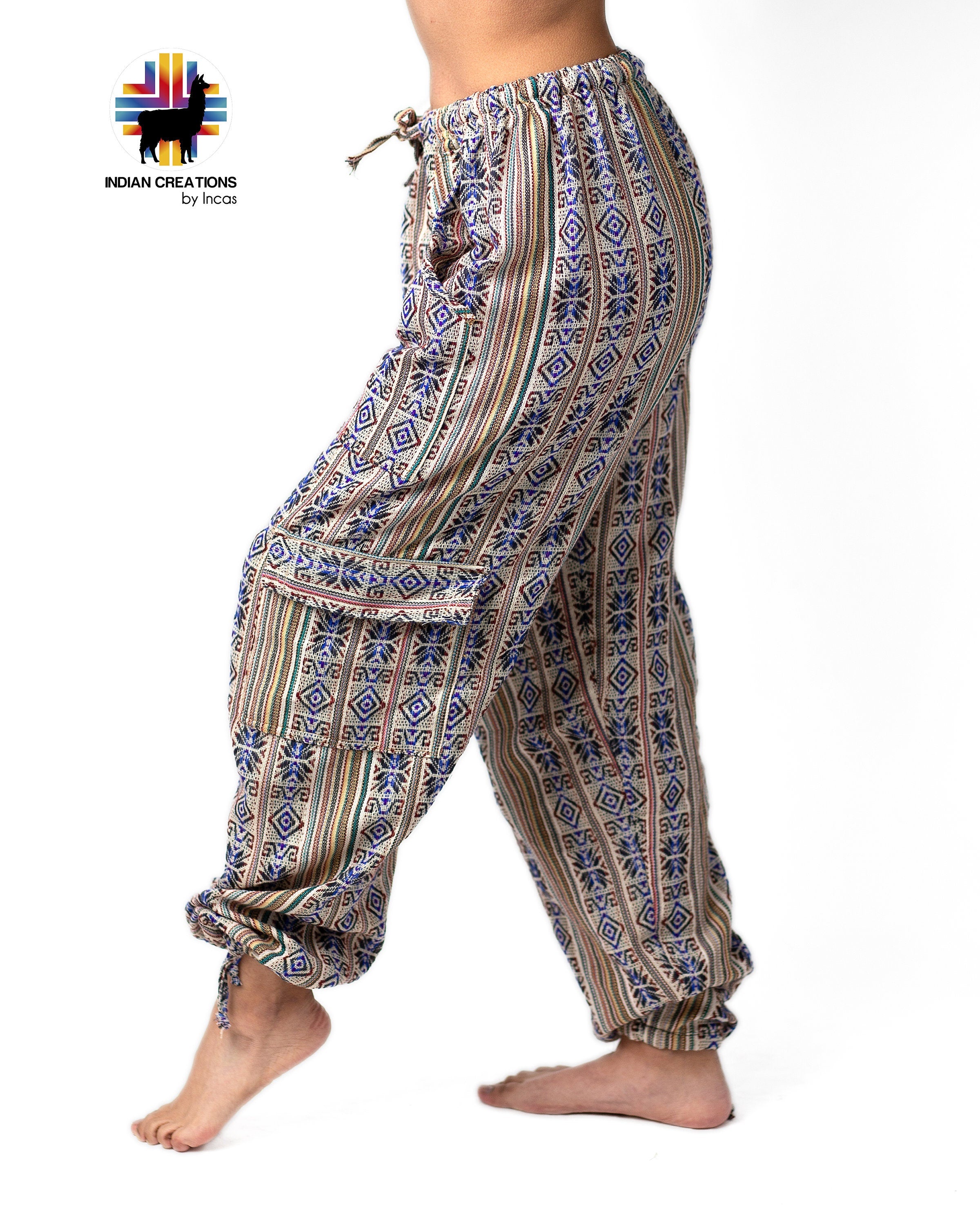 Boho Cotton Pants. Hippie Style Pants. Active Wear Bohemian Style. Super Comfortable and Machine Washable. FREE SHIPPING!