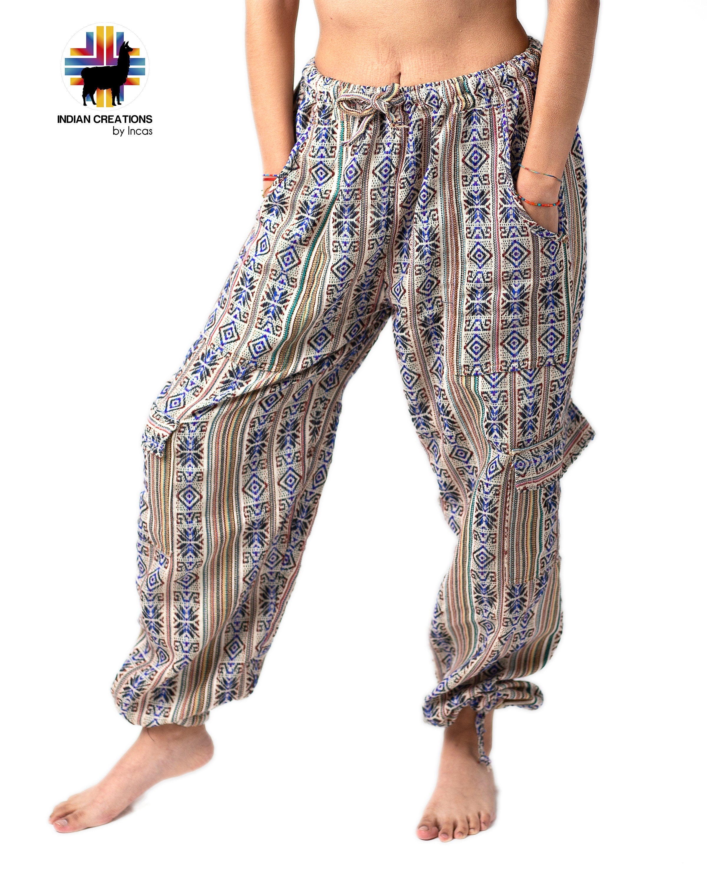 Boho Cotton Pants. Hippie Style Pants. Active Wear Bohemian Style. Super Comfortable and Machine Washable. FREE SHIPPING!