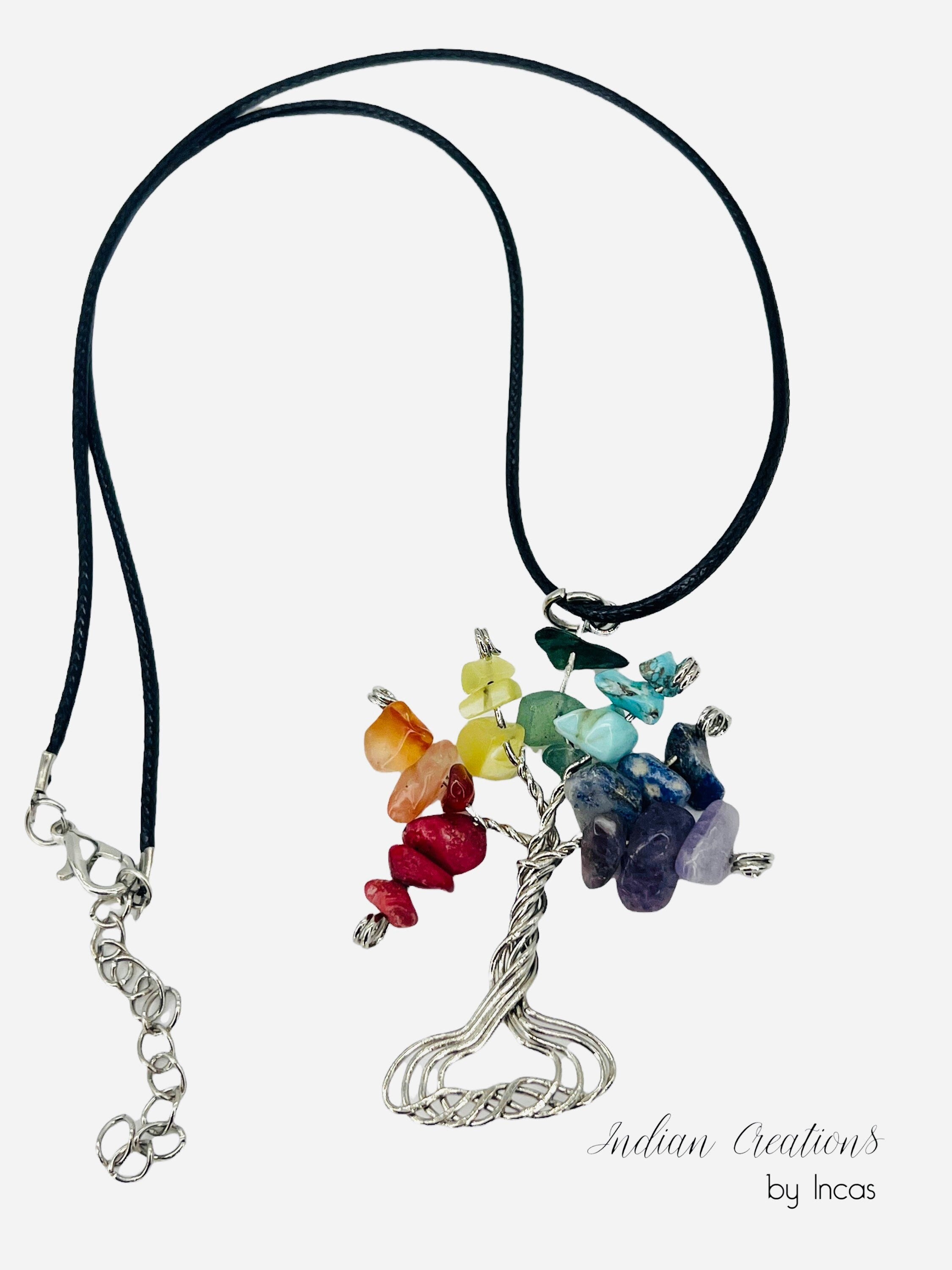 Handmade Tree of Life Necklace. Chakra Pendant. Wire Wrapped Gemstone Pendant Necklace. Boho spiritual. FREE SHIPPING!