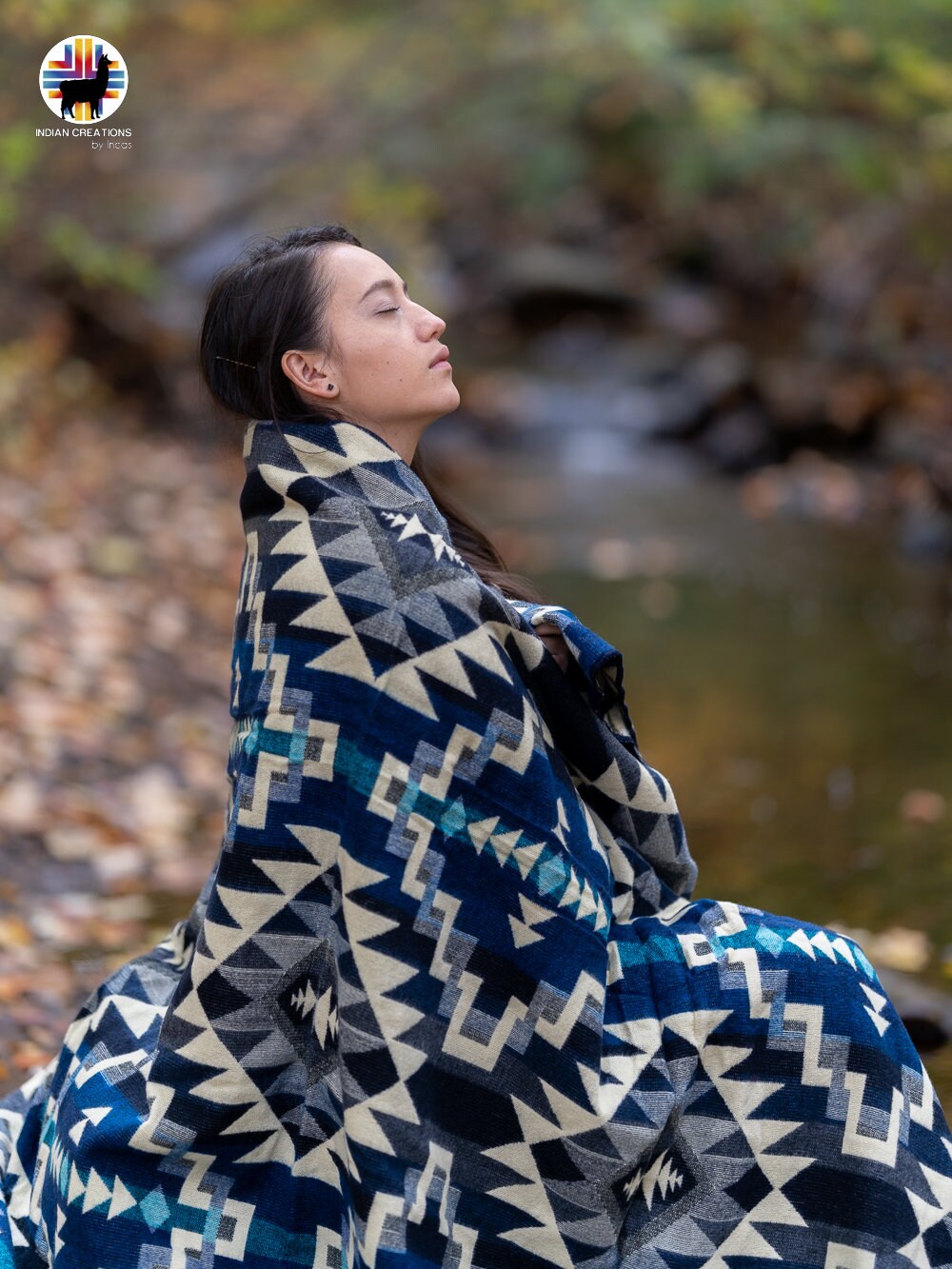Alpaca Wool Blanket. (Mystic Forest) Beautifully designed by Indigenous Crafters. Queen Size.FREE SHIPPING!  Gift Ideas