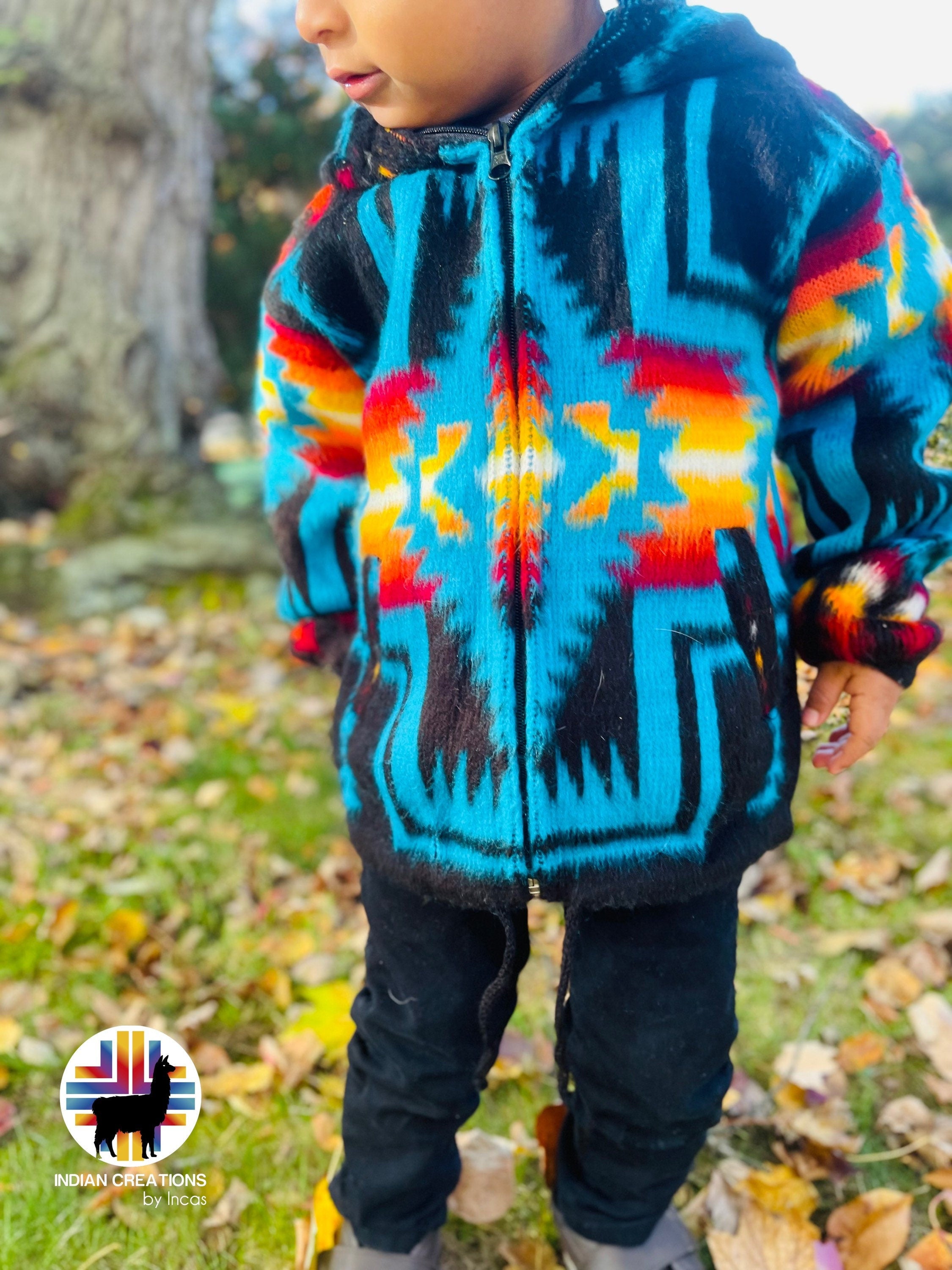 Handmade Alpaca Wool Toddlers/Kids Jackets. (Black Cross) Unisex. Super Soft, Super Warm, Super Cute. FREE SHIPPING! Gift Ideas