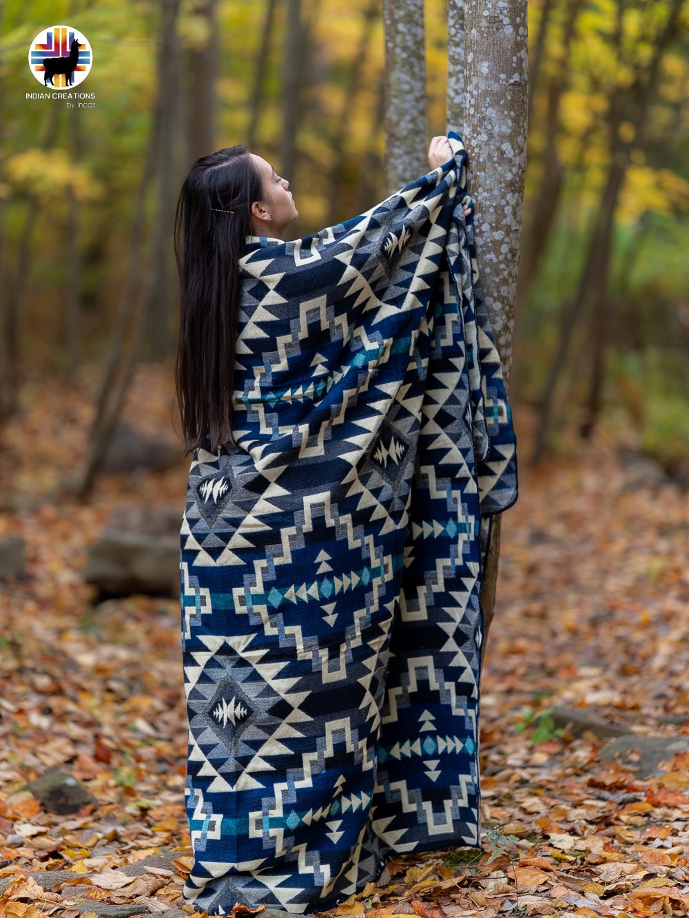 Alpaca Wool Blanket. (Mystic Forest) Beautifully designed by Indigenous Crafters. Queen Size.FREE SHIPPING!  Gift Ideas