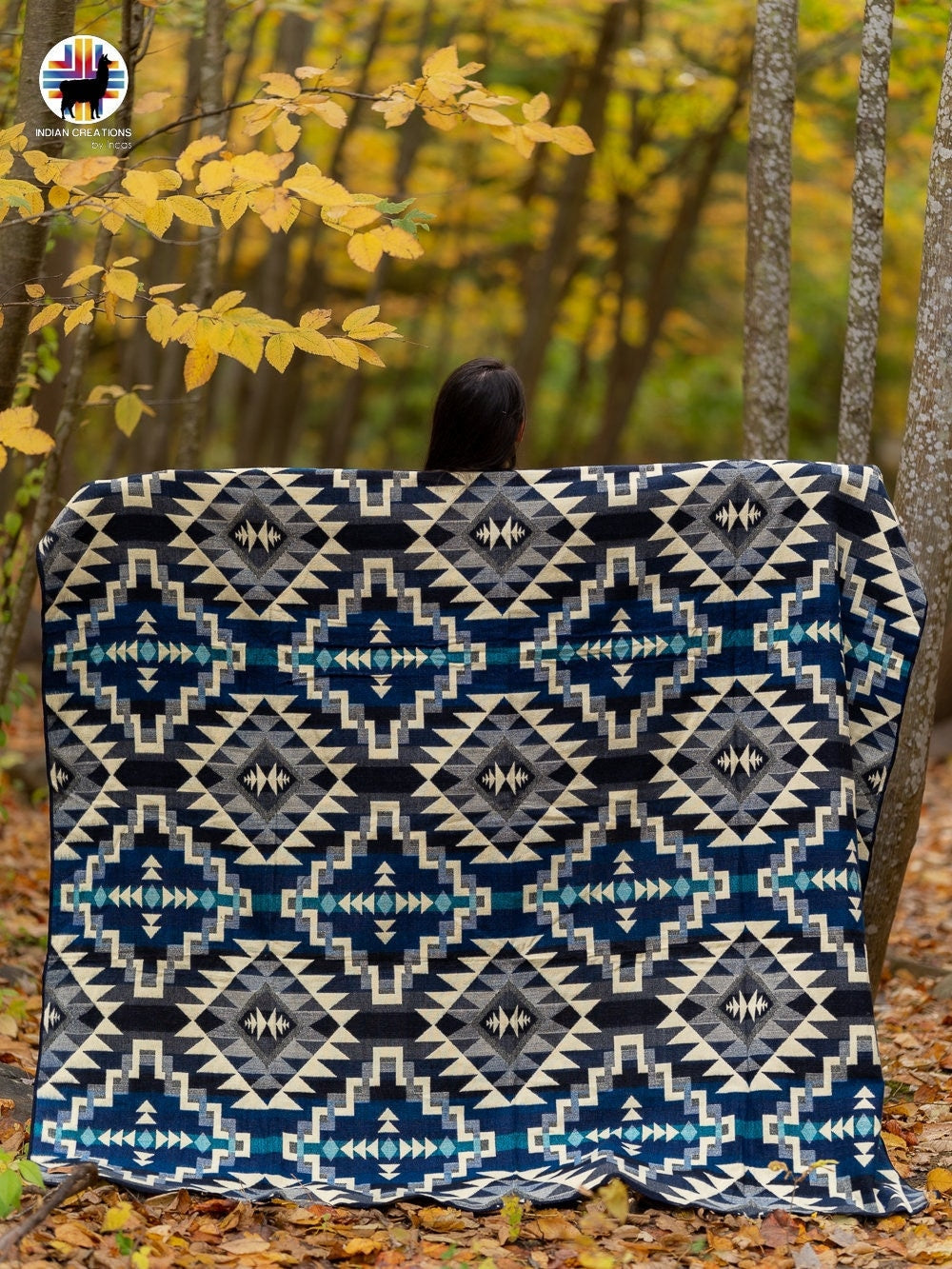 Alpaca Wool Blanket. (Mystic Forest) Beautifully designed by Indigenous Crafters. Queen Size.FREE SHIPPING!  Gift Ideas