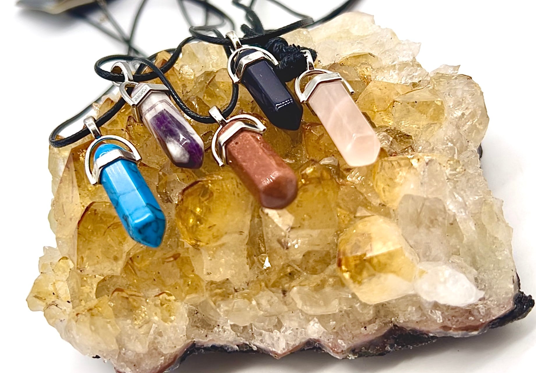 Crystal Pendulum Necklace. Chakra Pendant. Wire Wrapped Gemstone Pendant Necklace. Boho spiritual. FREE SHIPPING!