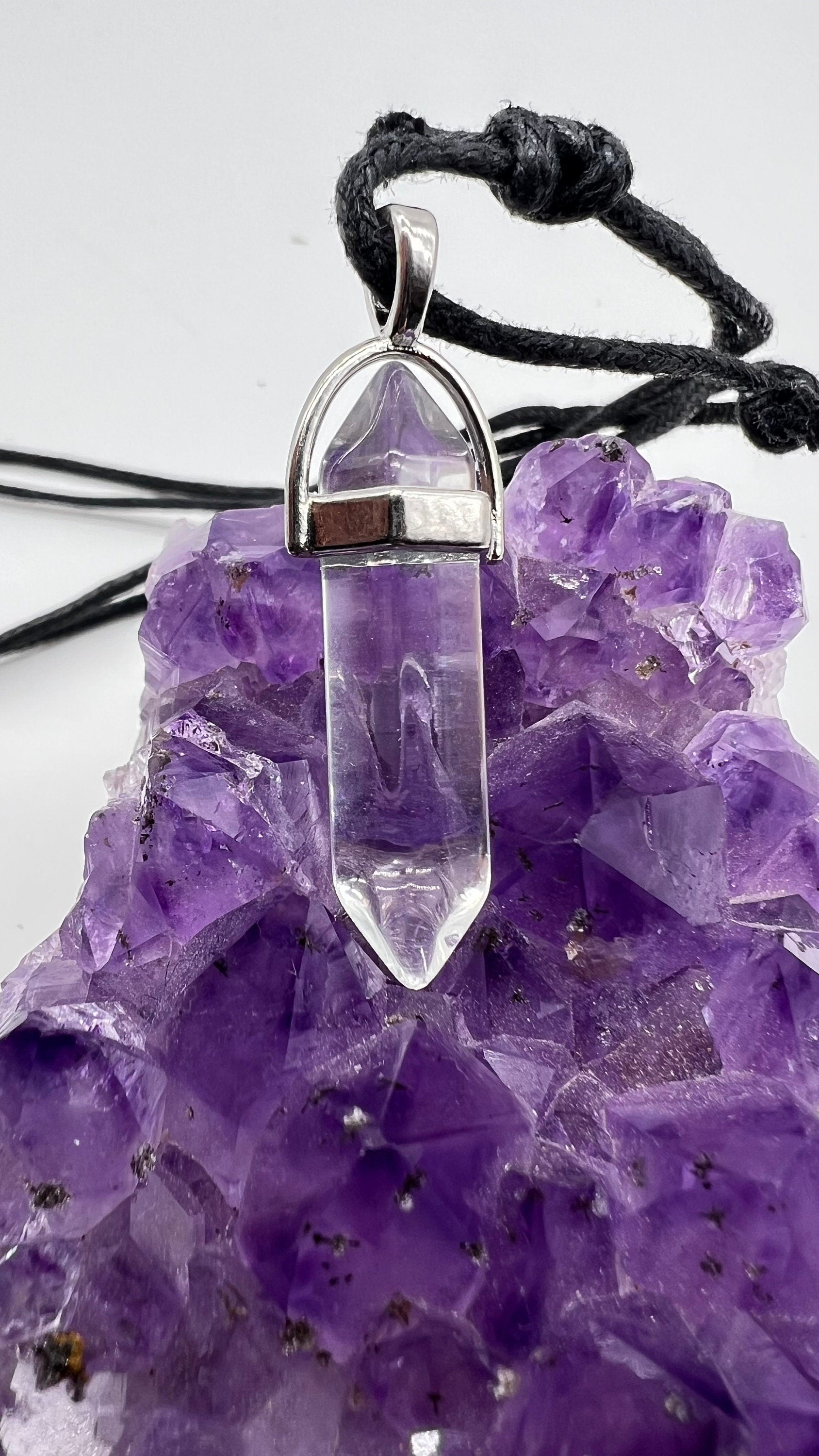 Crystal Pendulum Necklace. Chakra Pendant. Wire Wrapped Gemstone Pendant Necklace. Boho spiritual. FREE SHIPPING!