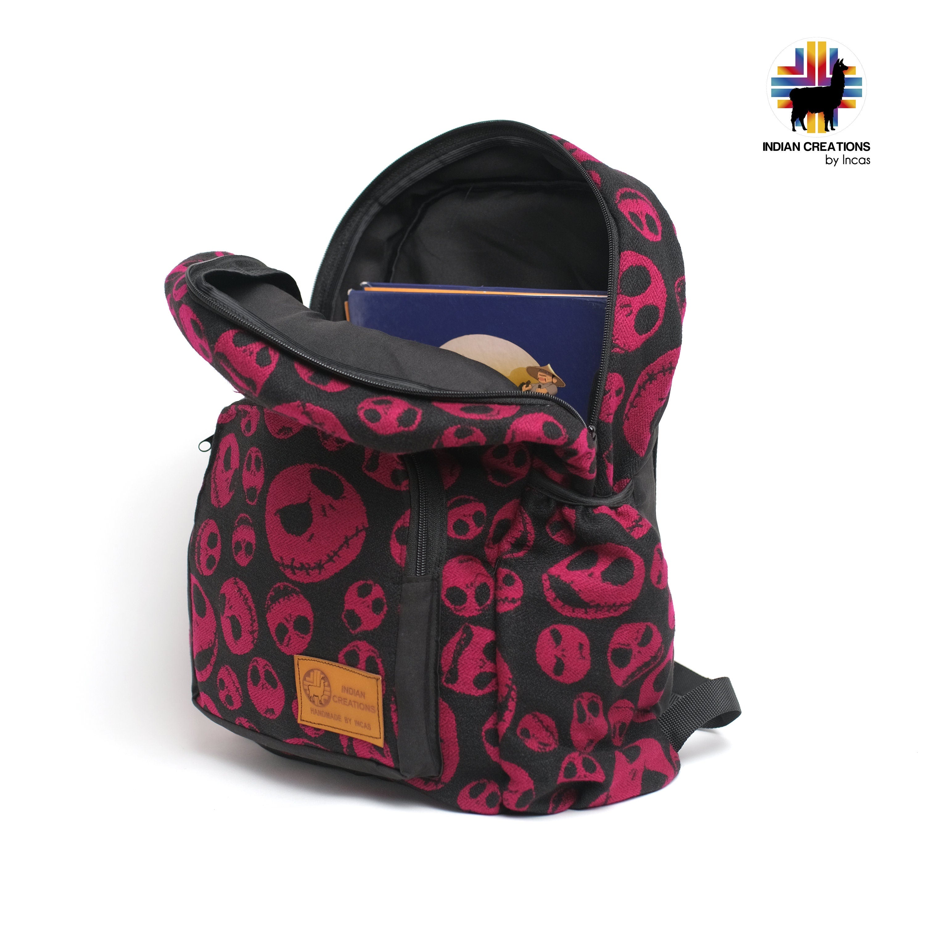Handmade Backpack (Rose Jack Skellington ) Exclusive Design. Lightweight. Unique, accessible. Machine washable! FREE SHIPPING! Gift Ideas
