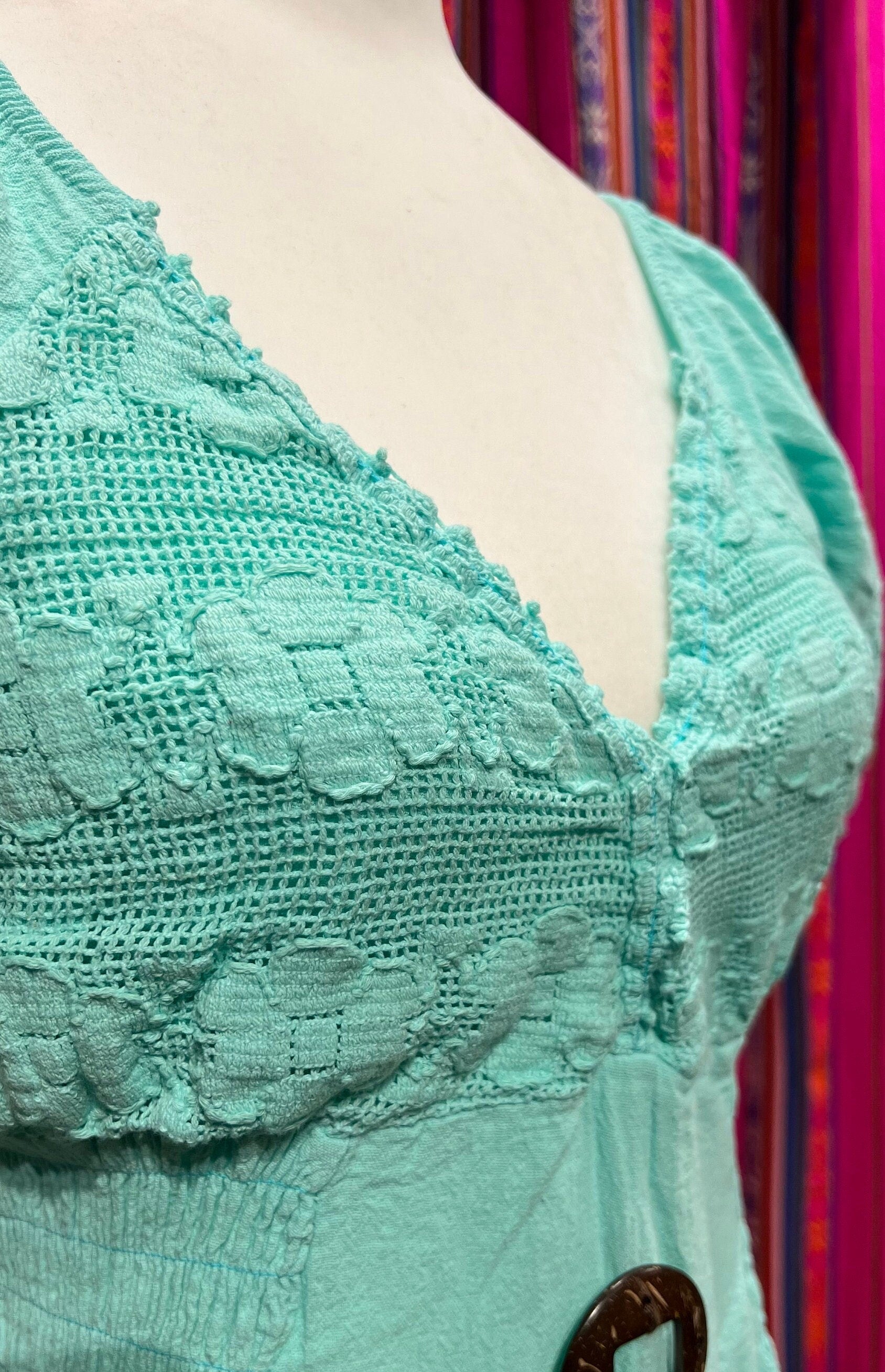 Hand-stitched Cotton Dress (Narcissus). Bohemian Style. Super Comfortable and Machine Washable. One Size. FREE SHIPPING!