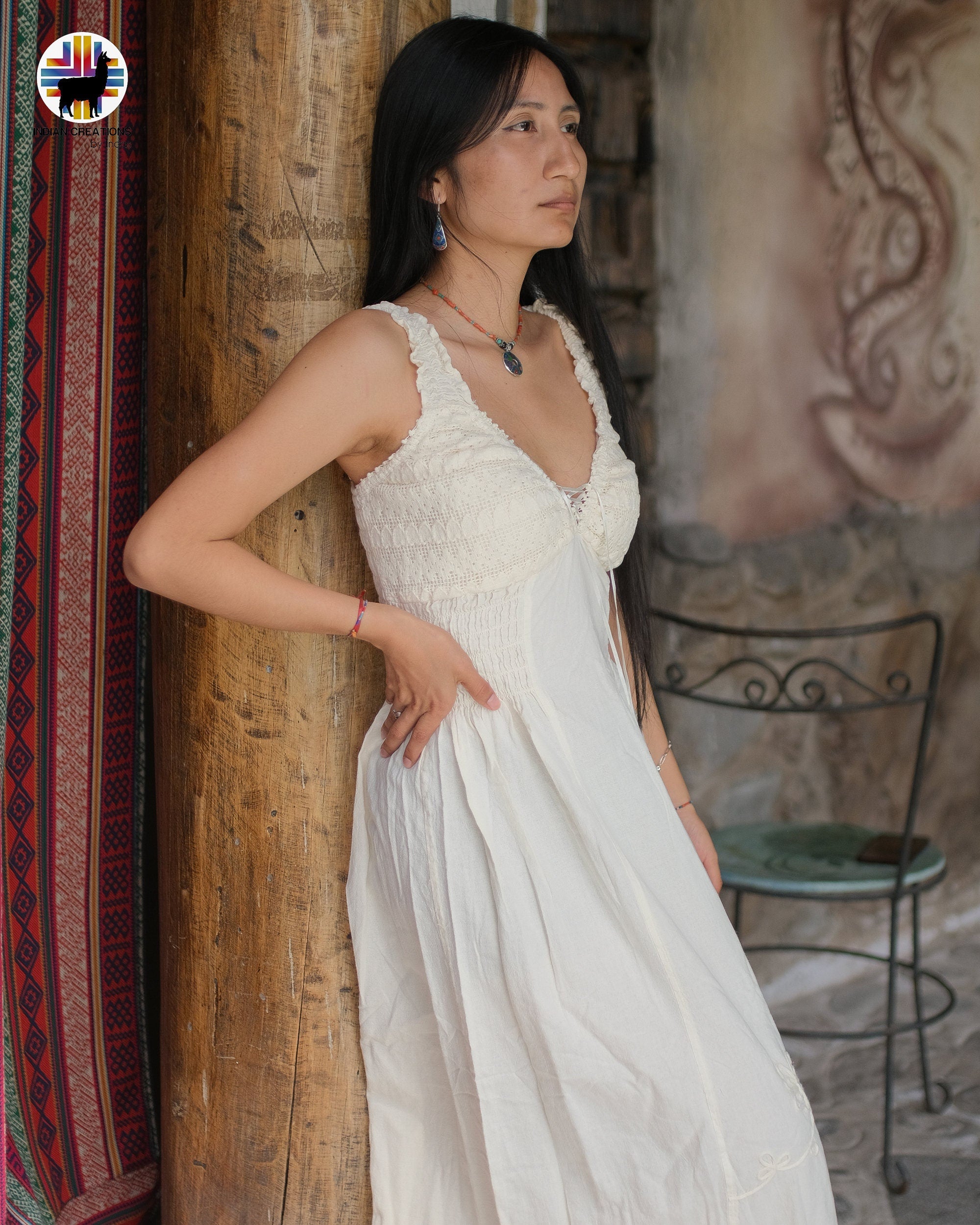 Hand-stitched Cotton Dress (Peep). Bohemian Style. Super Comfortable and Machine Washable. One Size. FREE SHIPPING!