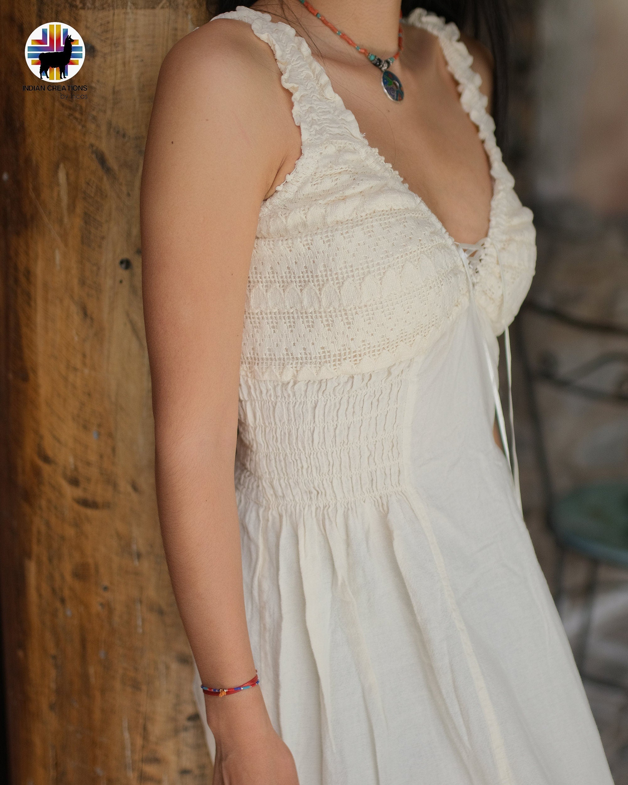 Hand-stitched Cotton Dress (Peep). Bohemian Style. Super Comfortable and Machine Washable. One Size. FREE SHIPPING!
