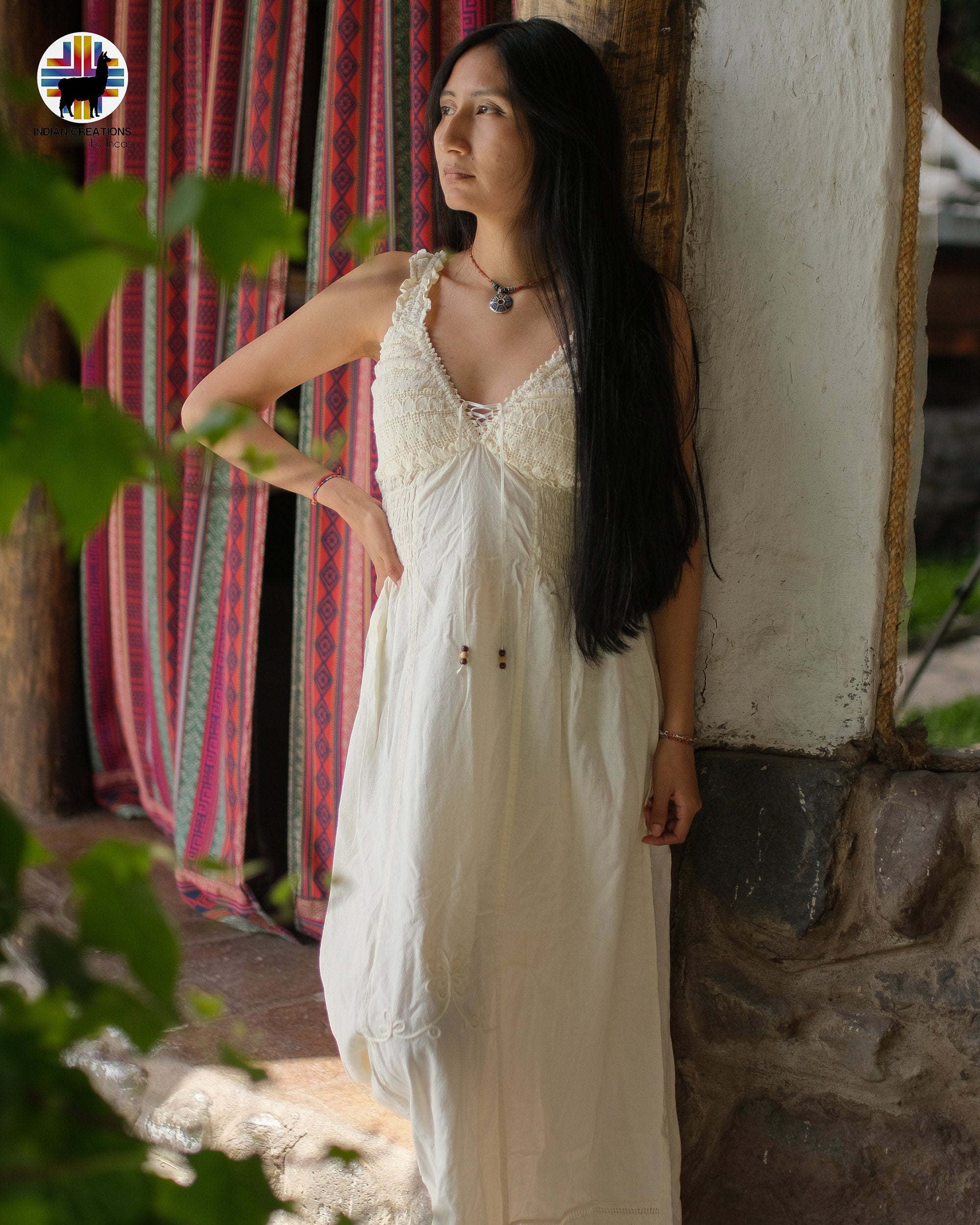Hand-stitched Cotton Dress (Peep). Bohemian Style. Super Comfortable and Machine Washable. One Size. FREE SHIPPING!