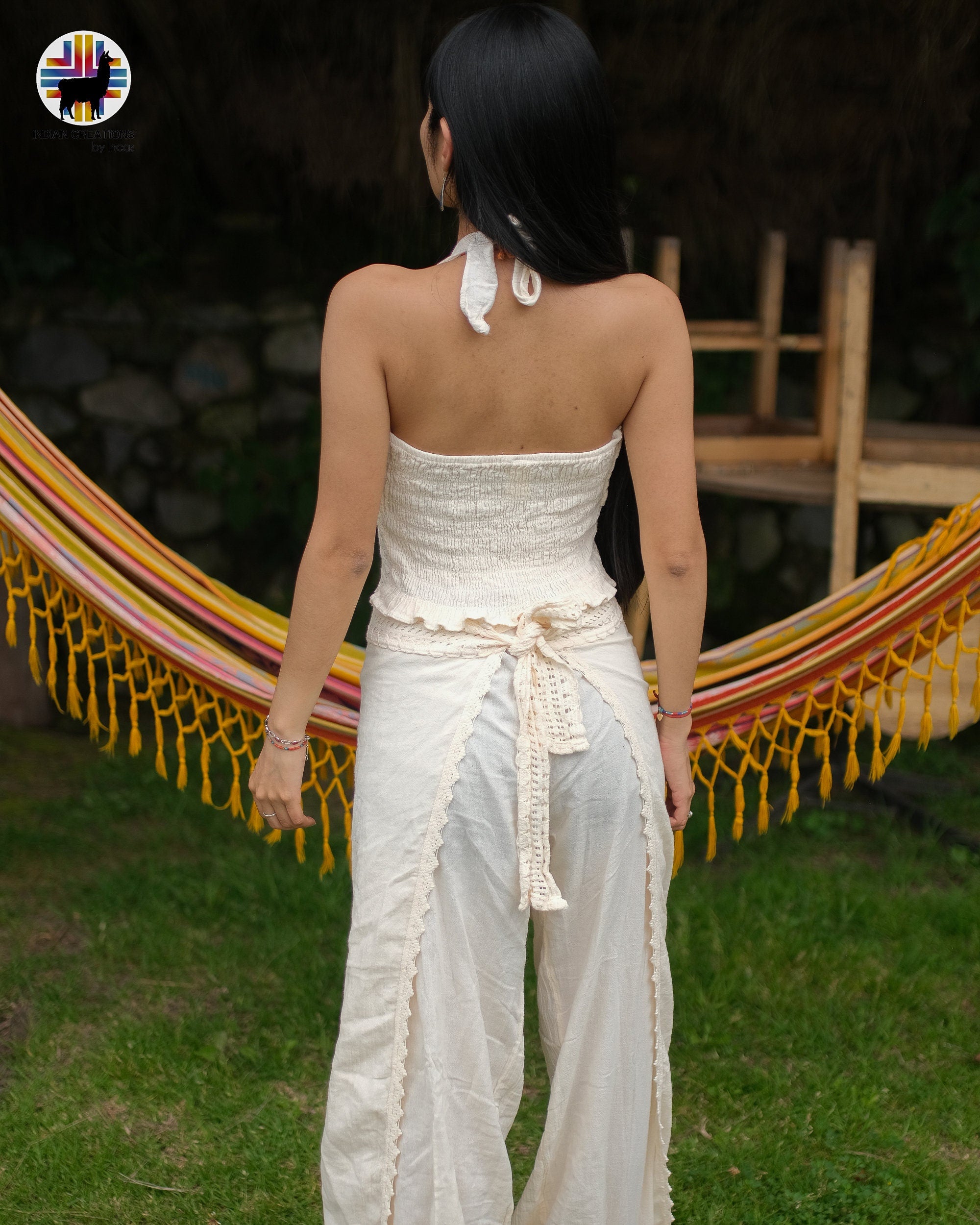 Hand-stitched Cotton 2 Pieces Set (Mystic Mountains). Bohemian Style. Super Comfortable and Machine Washable. One Size. FREE SHIPPING!