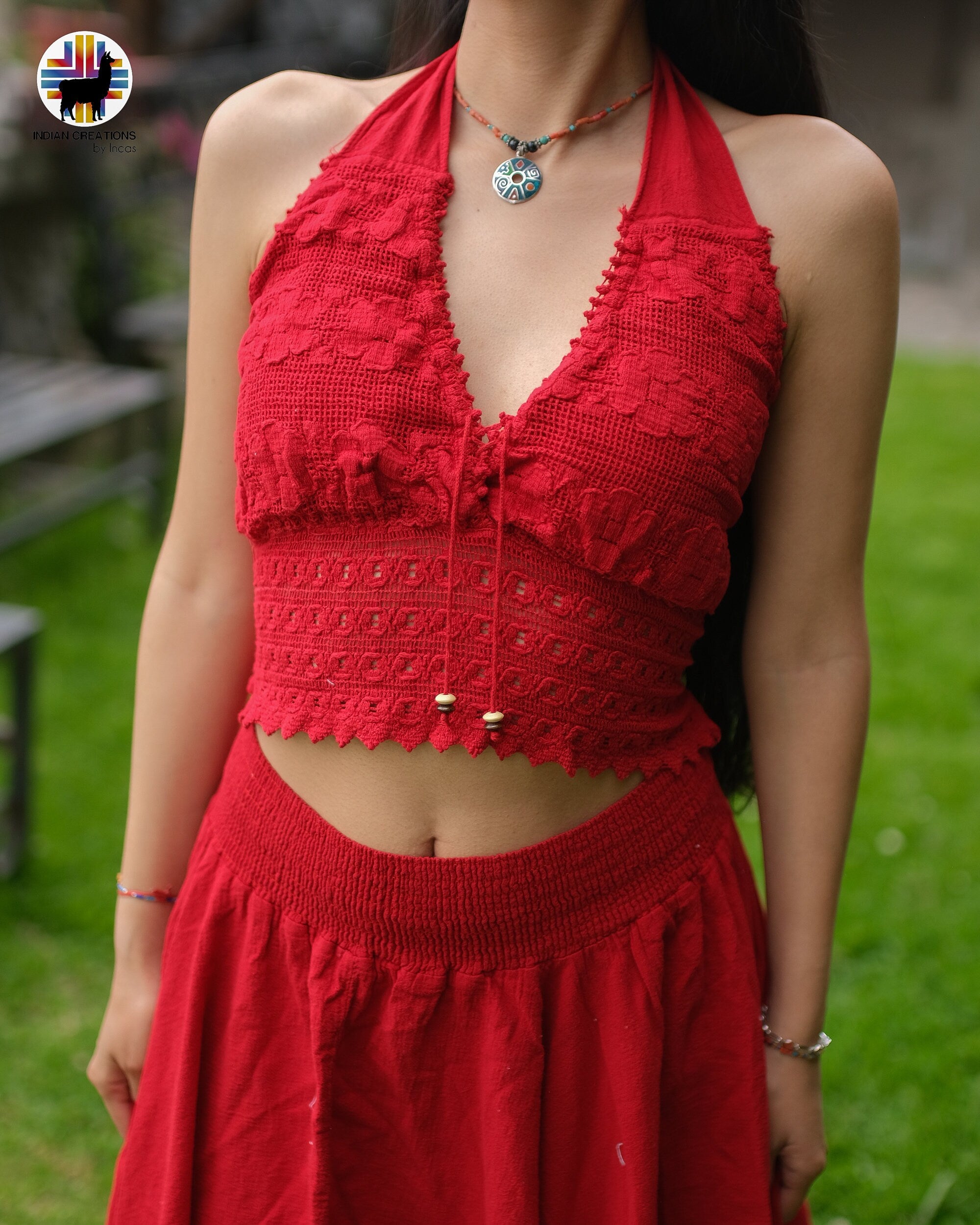 Hand-stitched Cotton 2 Pieces Set (Gypsy Feels). Bohemian Style. Super Comfortable and Machine Washable. One Size. FREE SHIPPING!