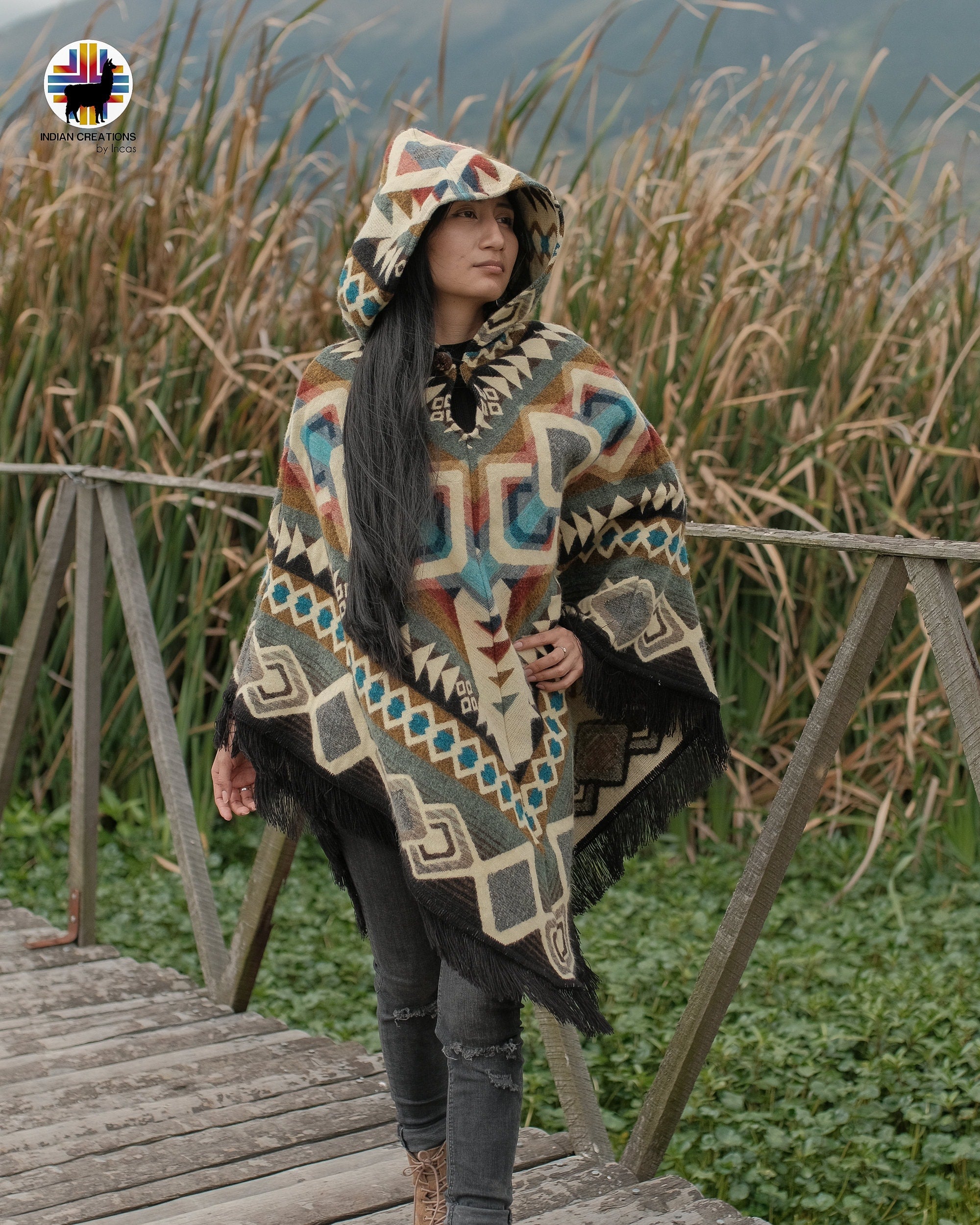 Unisex Alpaca Wool poncho. V Shaped Style.One size. Lightweight but Super soft and warm. Crafted with Alpaca Wool. FREE SHIPPING! Gift Ideas