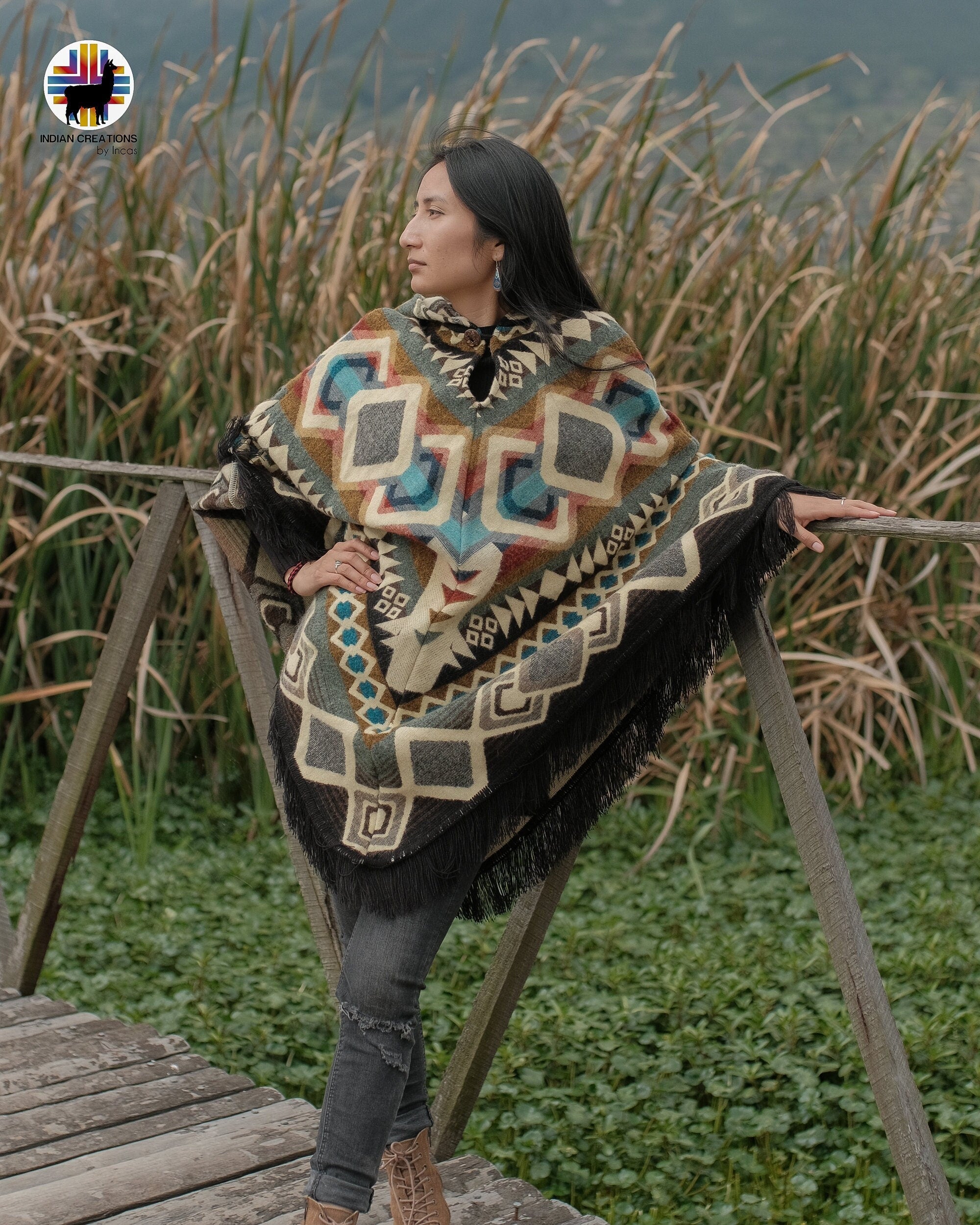 Unisex Alpaca Wool poncho. V Shaped Style.One size. Lightweight but Super soft and warm. Crafted with Alpaca Wool. FREE SHIPPING! Gift Ideas