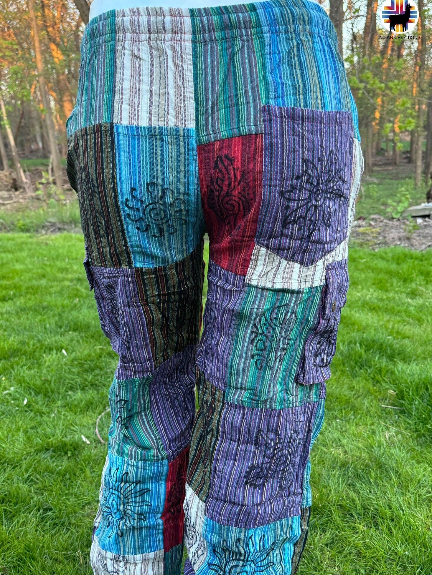 Hippie Style Pants.Size L. Active Wear Bohemian Style. Super Comfortable and Machine Washable. Gifts Ideas