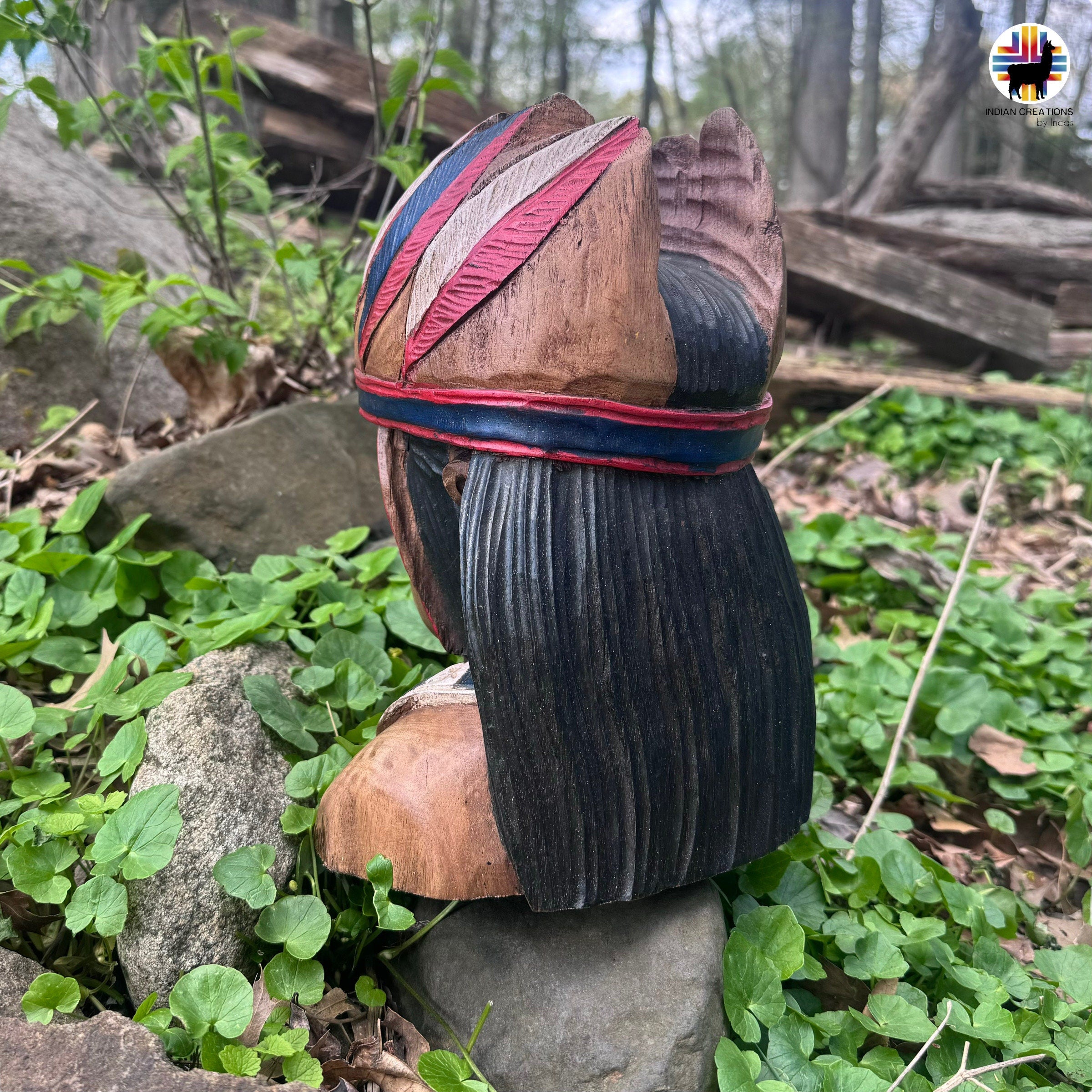 Handmade Indigenous Chief Bust. Wood Decoration.Home Decor. Hand Carved Wood Bust