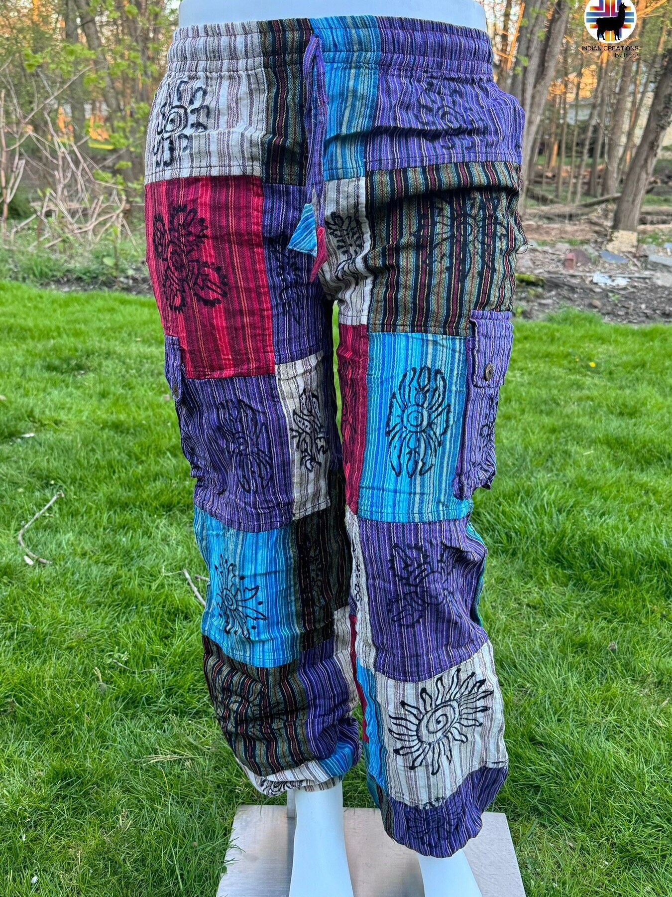 Hippie Style Pants.Size L. Active Wear Bohemian Style. Super Comfortable and Machine Washable. Gifts Ideas