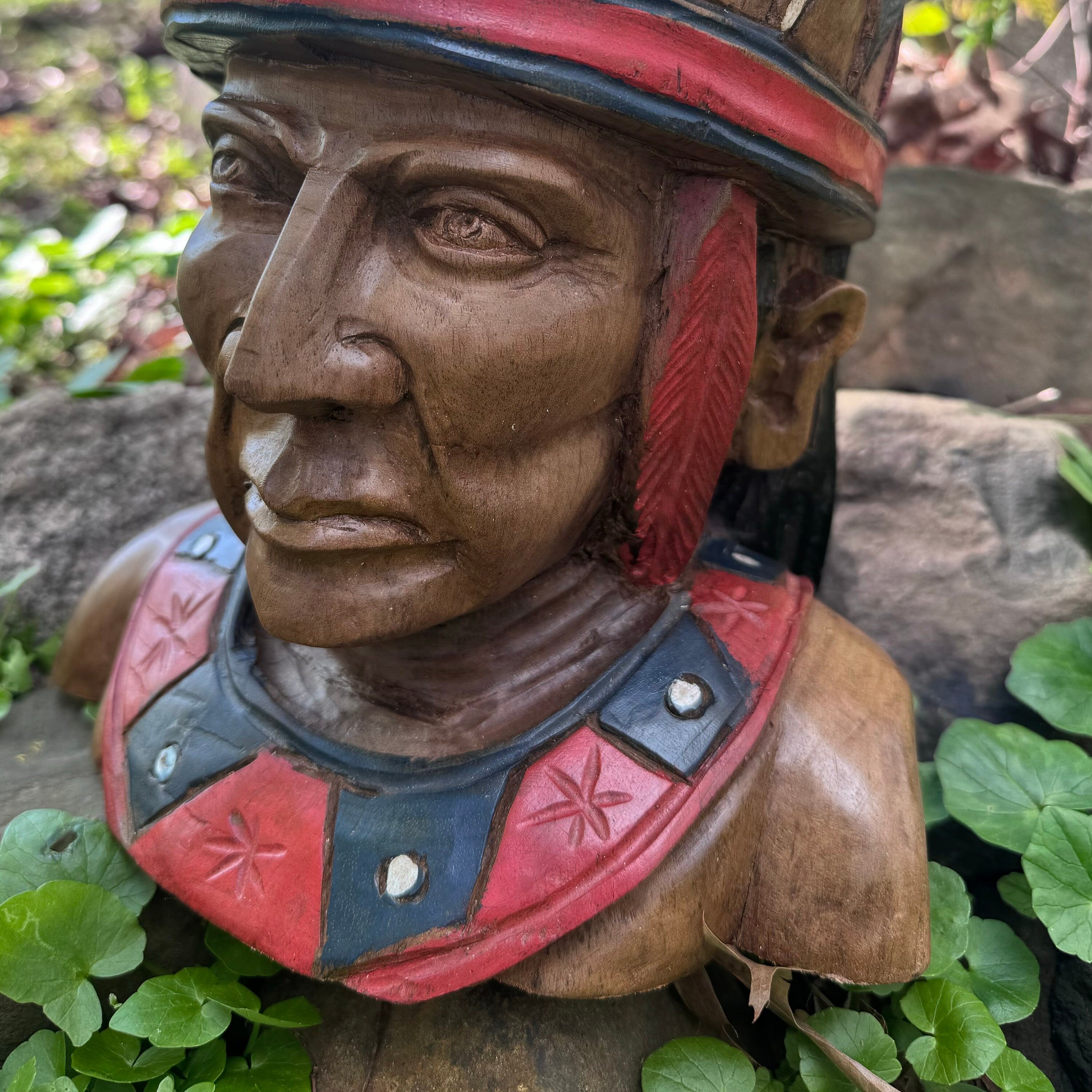 Handmade Indigenous Chief Bust. Wood Decoration.Home Decor. Hand Carved Wood Bust