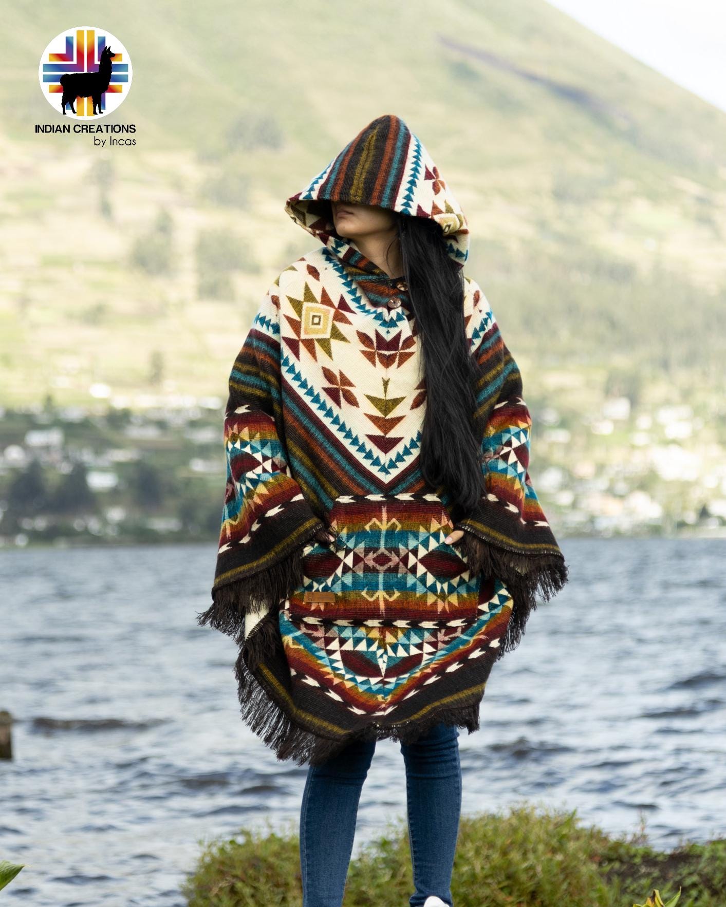 Unisex Alpaca Poncho.V-Shaped Style. Exclusively created by Indigenous hands. Super soft & warm. Machine Washable. FREE SHIPPING!Gift Ideas.