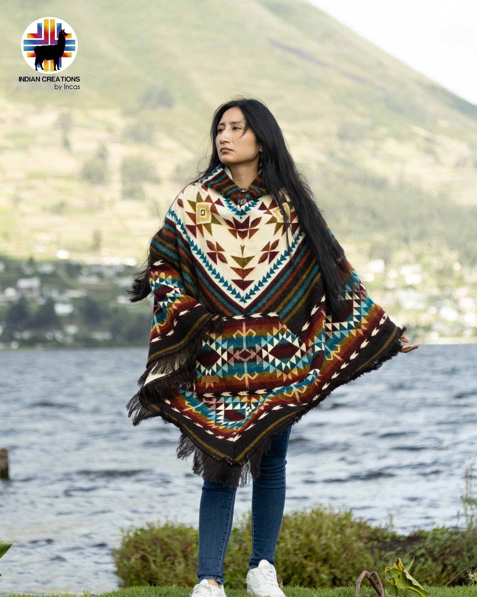 Unisex Alpaca Poncho.V-Shaped Style. Exclusively created by Indigenous hands. Super soft & warm. Machine Washable. FREE SHIPPING!Gift Ideas.