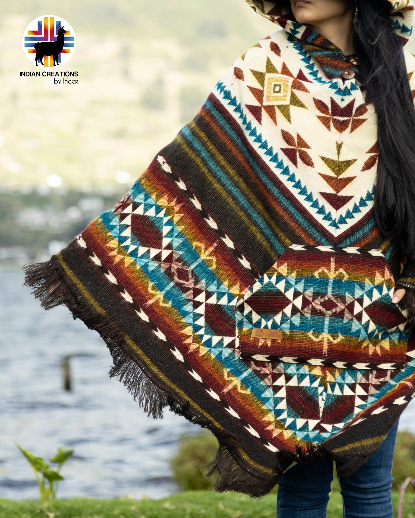 Unisex Alpaca Poncho.V-Shaped Style. Exclusively created by Indigenous hands. Super soft & warm. Machine Washable. FREE SHIPPING!Gift Ideas.