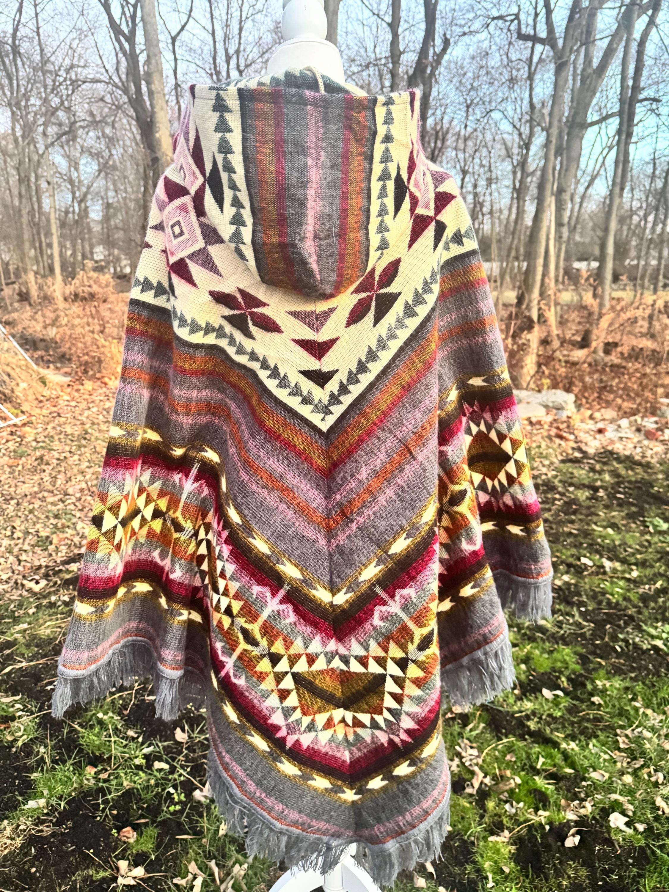 Unisex Alpaca Poncho.  V-Shaped Style. Exclusively created by Indigenous hands. Super soft & warm.  Machine Washable. FREE SHIPPING!