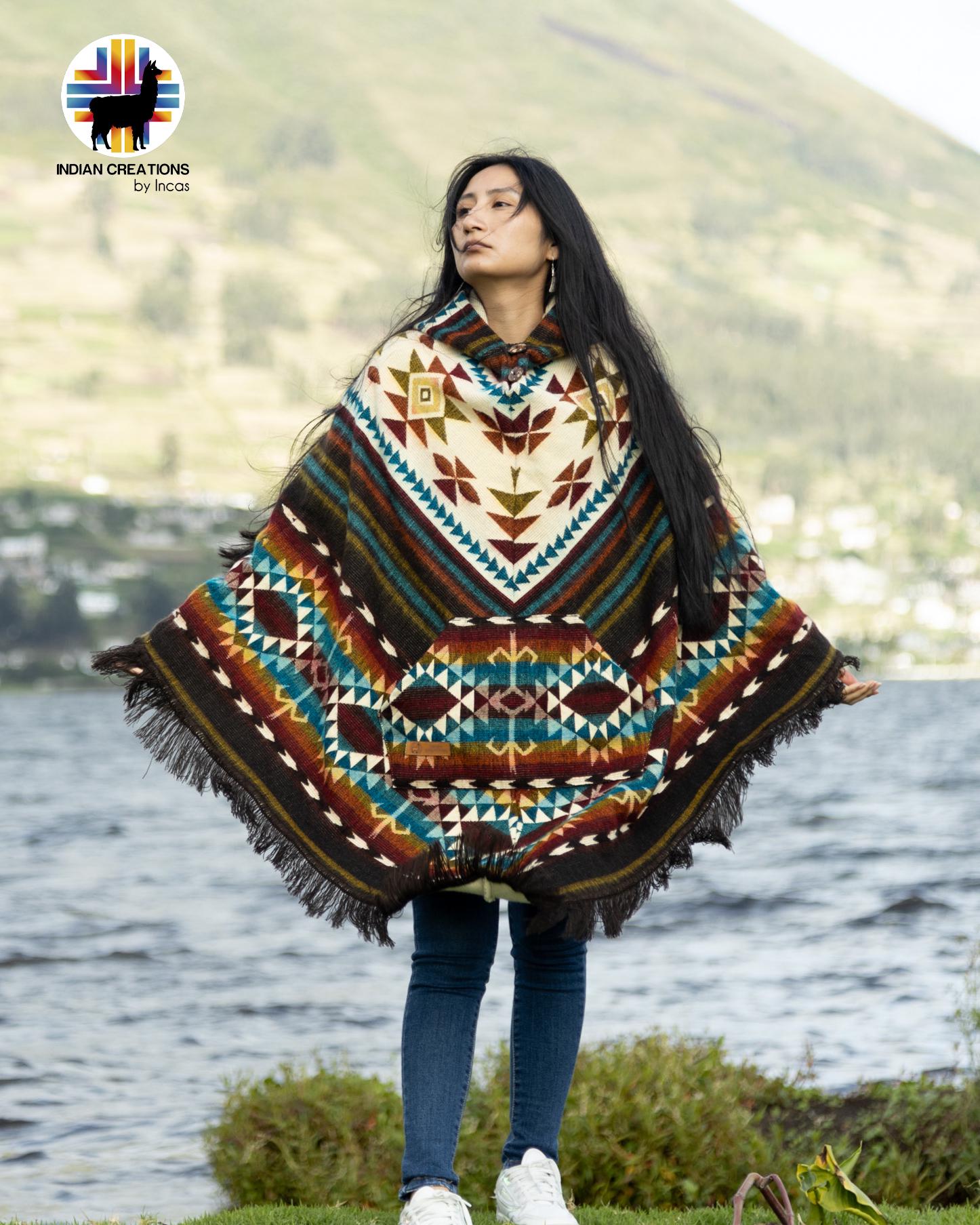 Unisex Alpaca Poncho.V-Shaped Style. Exclusively created by Indigenous hands. Super soft & warm. Machine Washable. FREE SHIPPING!Gift Ideas.
