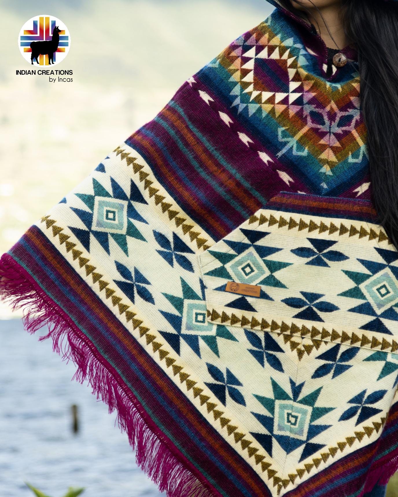 Unisex Alpaca Poncho.  V-Shaped Style. Exclusively created by Indigenous hands. Super soft & warm.  Machine Washable. FREE SHIPPING!