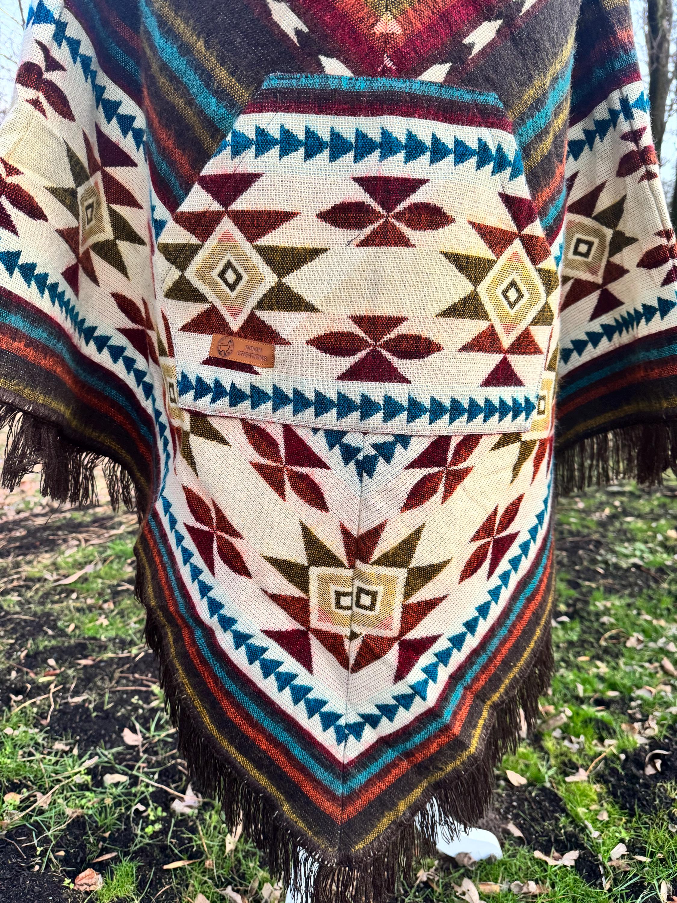 Unisex Alpaca Poncho.  V-Shaped Style. Exclusively created by Indigenous hands. Super soft & warm.  Machine Washable. FREE SHIPPING!