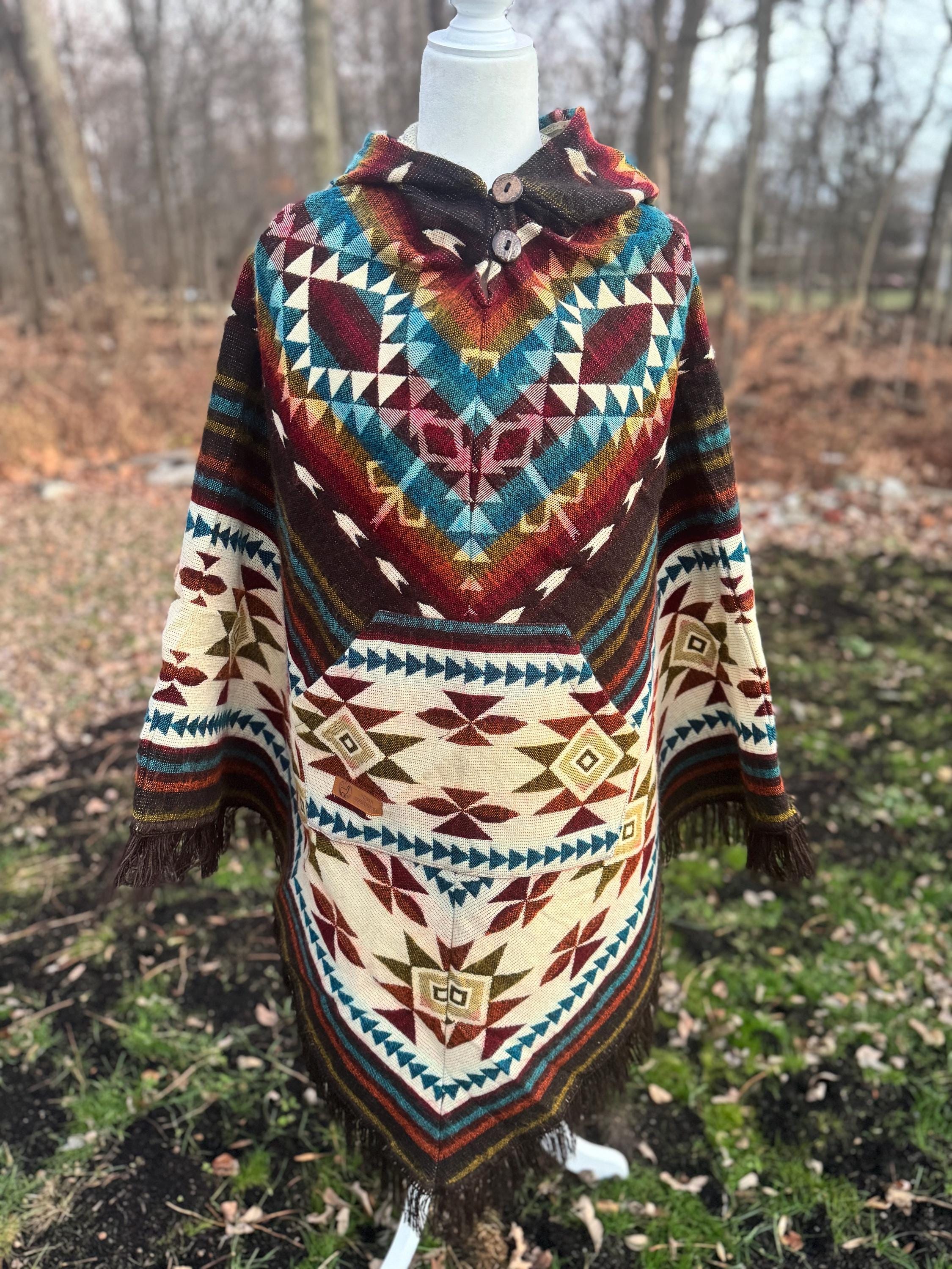 Unisex Alpaca Poncho.  V-Shaped Style. Exclusively created by Indigenous hands. Super soft & warm.  Machine Washable. FREE SHIPPING!