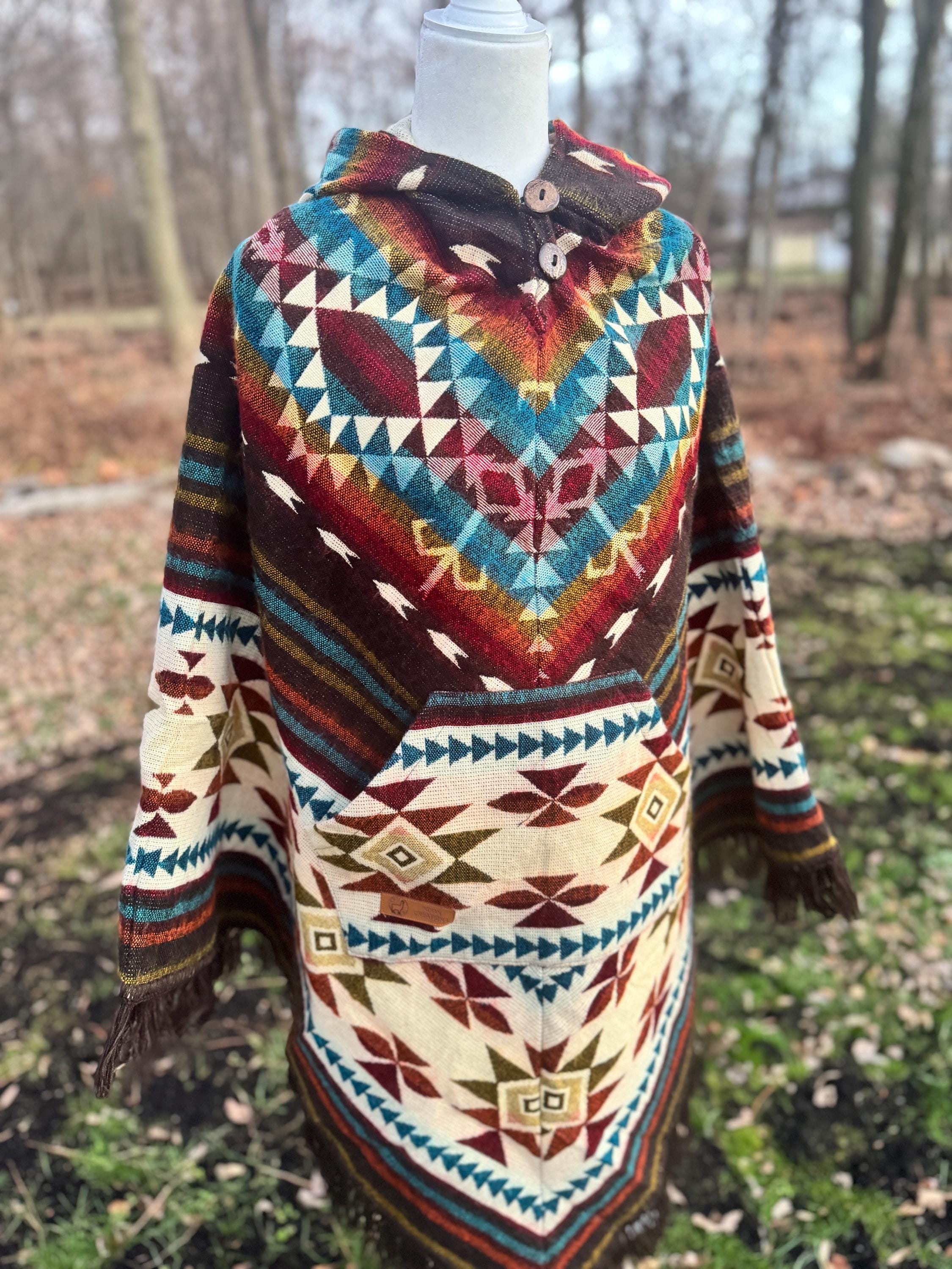 Unisex Alpaca Poncho.  V-Shaped Style. Exclusively created by Indigenous hands. Super soft & warm.  Machine Washable. FREE SHIPPING!