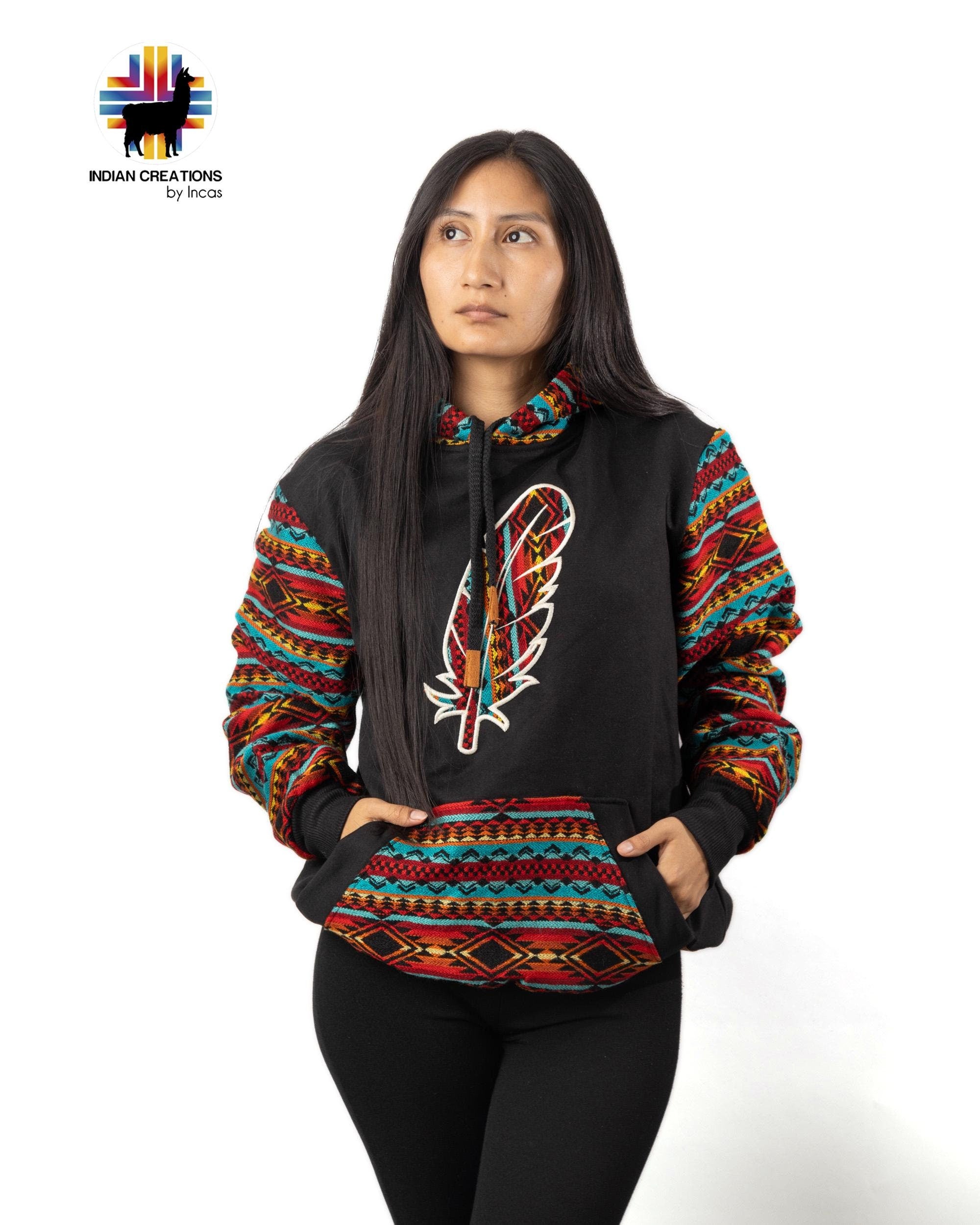 Handmade Hoodie. Handcrafted by Indigenous Hands. Machine Washable. Free Shipping! GIFT IDEAS