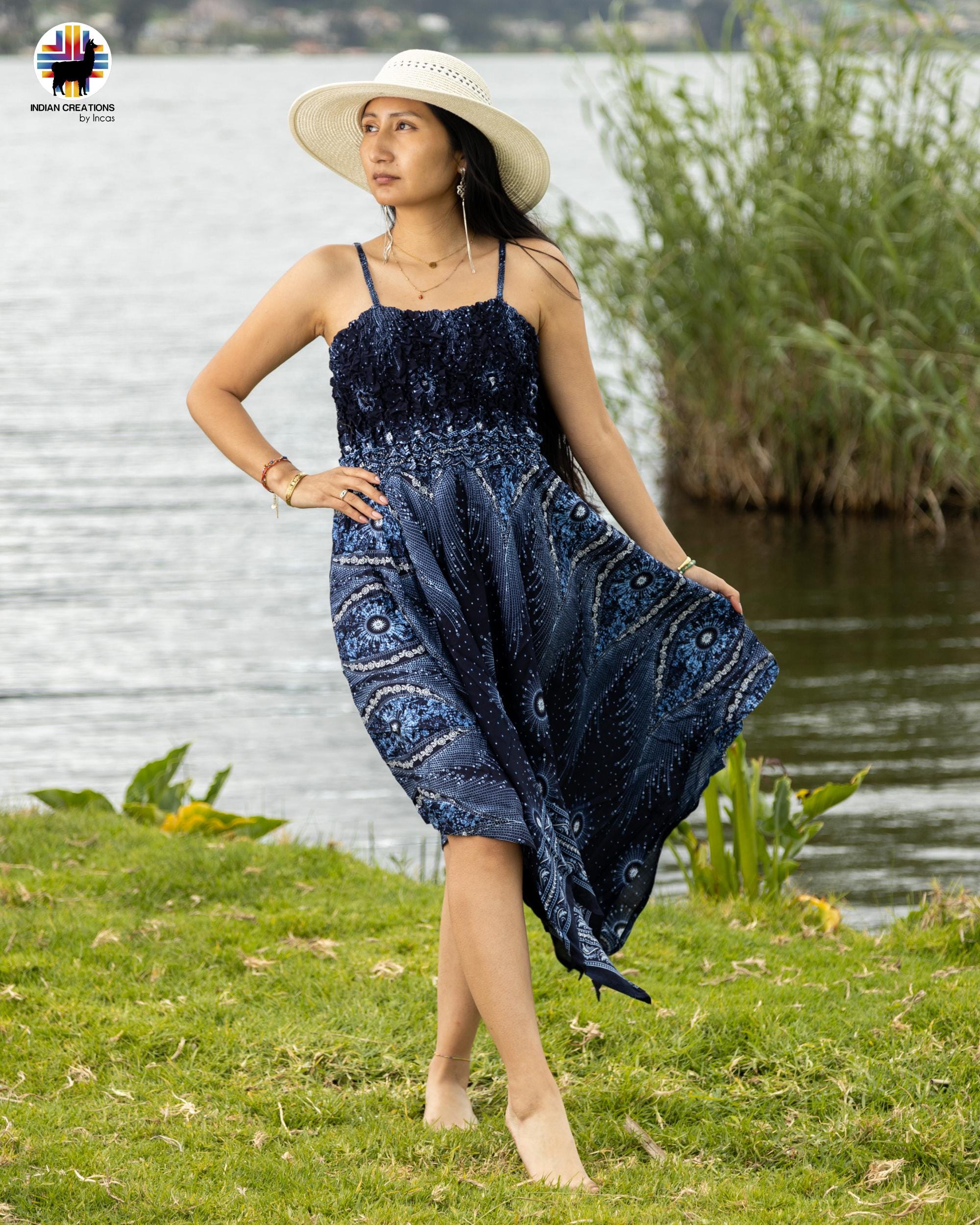 Stylish Rayon Dress. Hippie Style. Bohemian Style. Super Comfortable and Machine Washable. One Size. FREE SHIPPING!