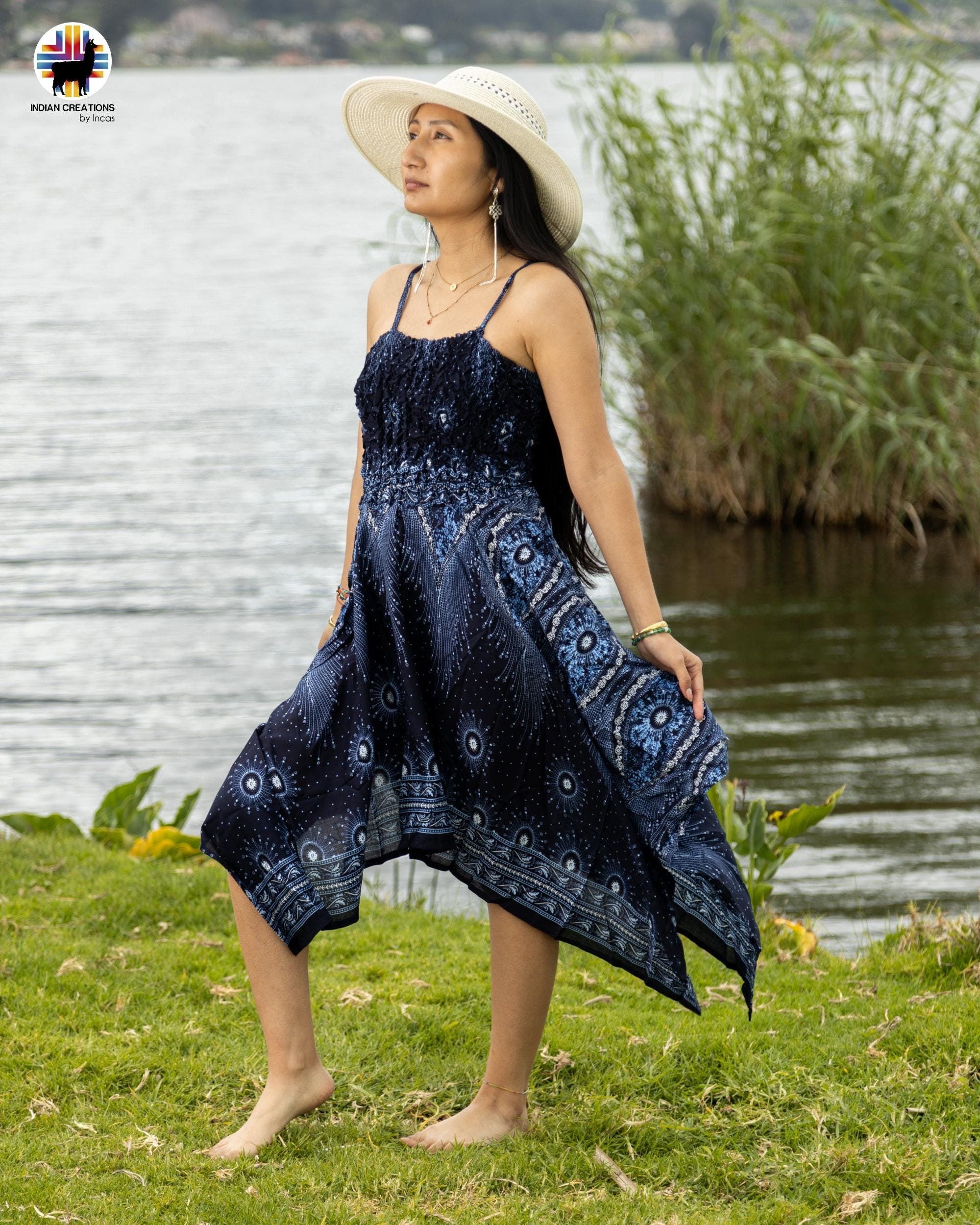 Stylish Rayon Dress. Hippie Style. Bohemian Style. Super Comfortable and Machine Washable. One Size. FREE SHIPPING!