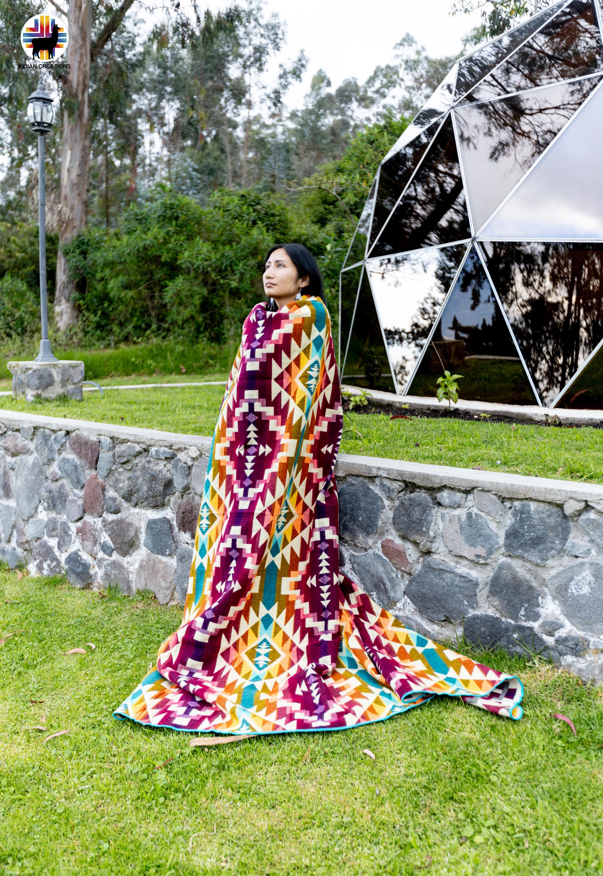 The Seven Colors Handmade Alpaca Wool Blanket. Queen Size. Handcrafted by Indigenous Hands. Super Soft and Warm. FREE SHIPPING. Gift Ideas