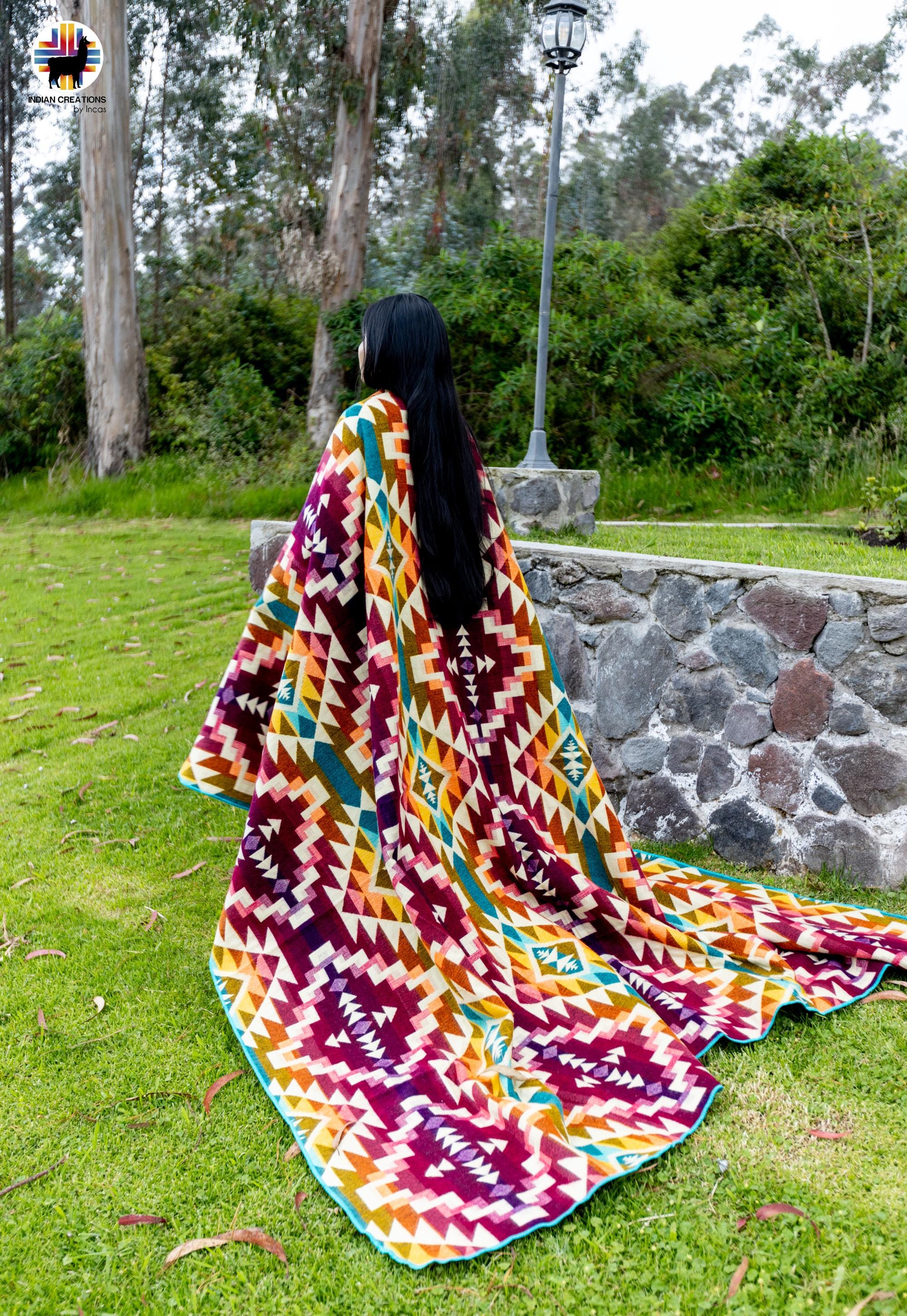 The Seven Colors Handmade Alpaca Wool Blanket. Queen Size. Handcrafted by Indigenous Hands. Super Soft and Warm. FREE SHIPPING. Gift Ideas