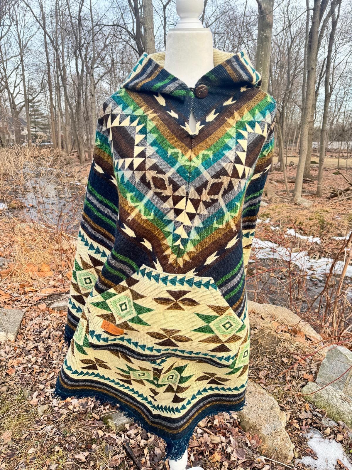 Unisex Alpaca Poncho.  V-Shaped Style. Exclusively created by Indigenous hands. Super soft & warm.  Machine Washable. FREE SHIPPING!